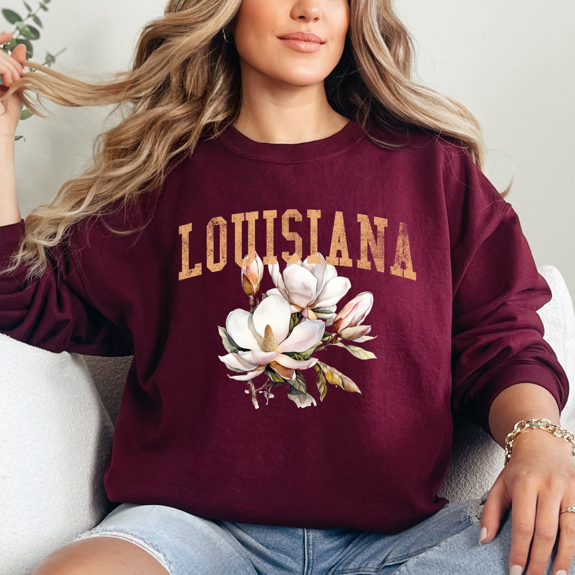 Louisiana State Flower Iconic State Emblem Official Heritage Design Graphic Sweatshirt