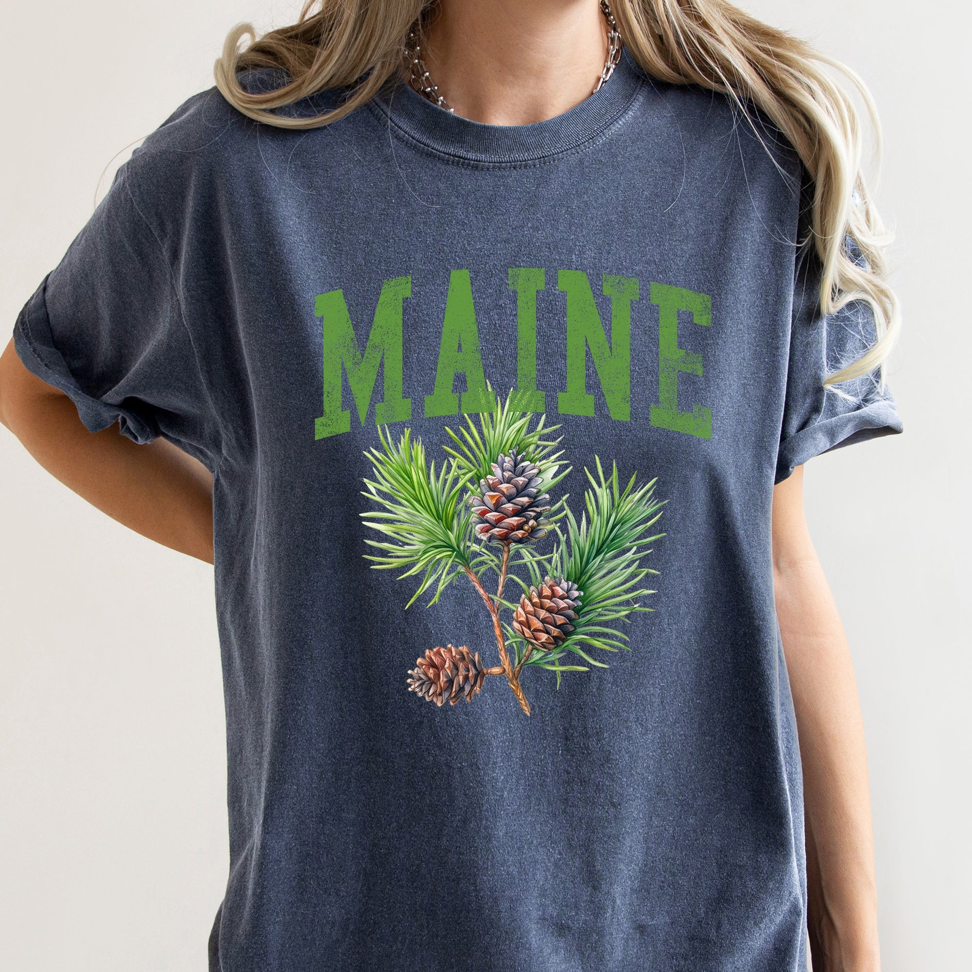 Maine State Flower Vintage Illustration Adventure Collection Edition Comfort Colors Tee