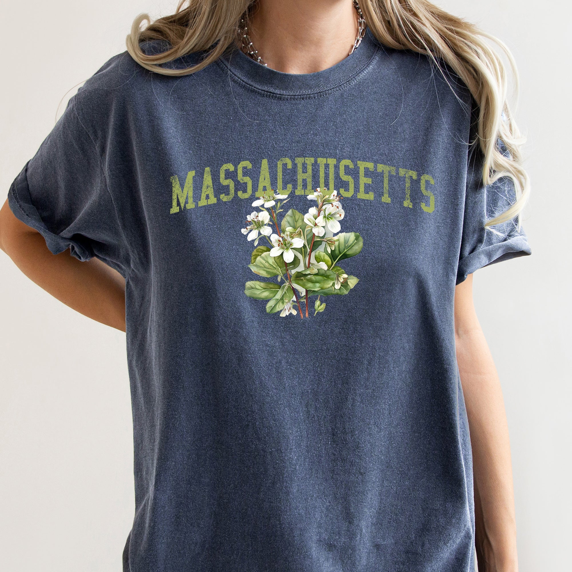 Massachusetts State Flower Vintage Botanical Illustration Artwork Comfort Colors Tee
