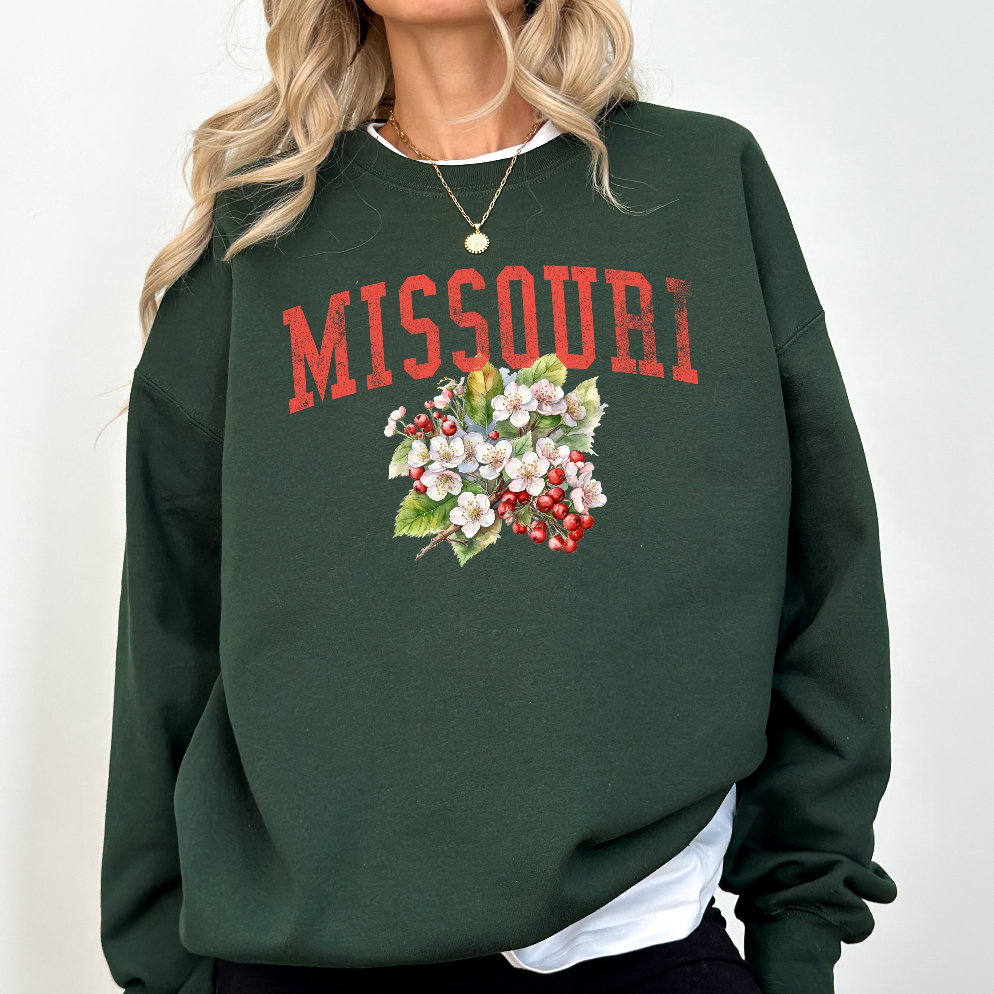 Missouri State Flower Illustrated Heritage Collection Botanical Graphic Sweatshirt