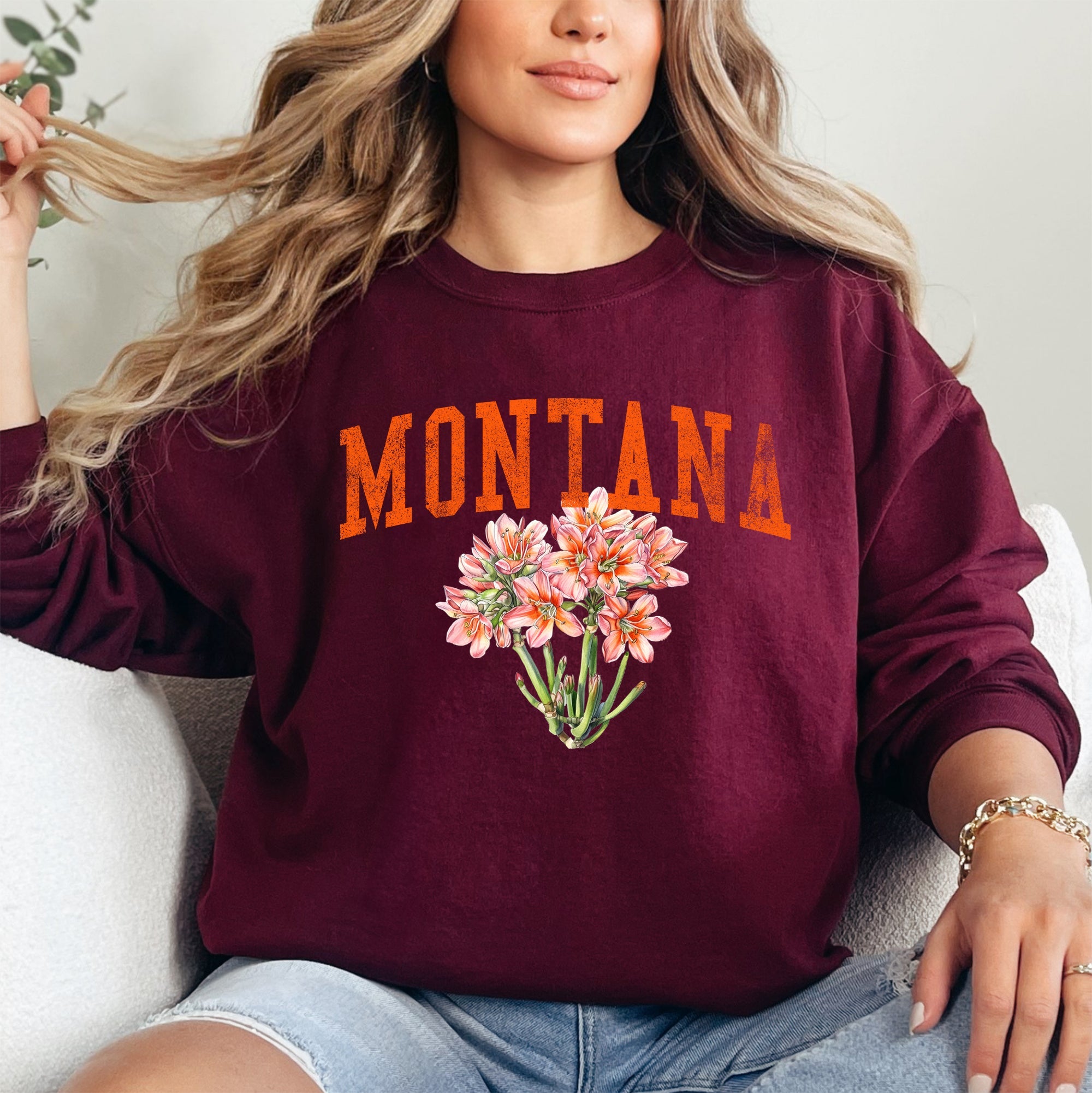 Montana State Flower Premium Cotton Blend Cozy Everyday Graphic Limited Edition Sweatshirt
