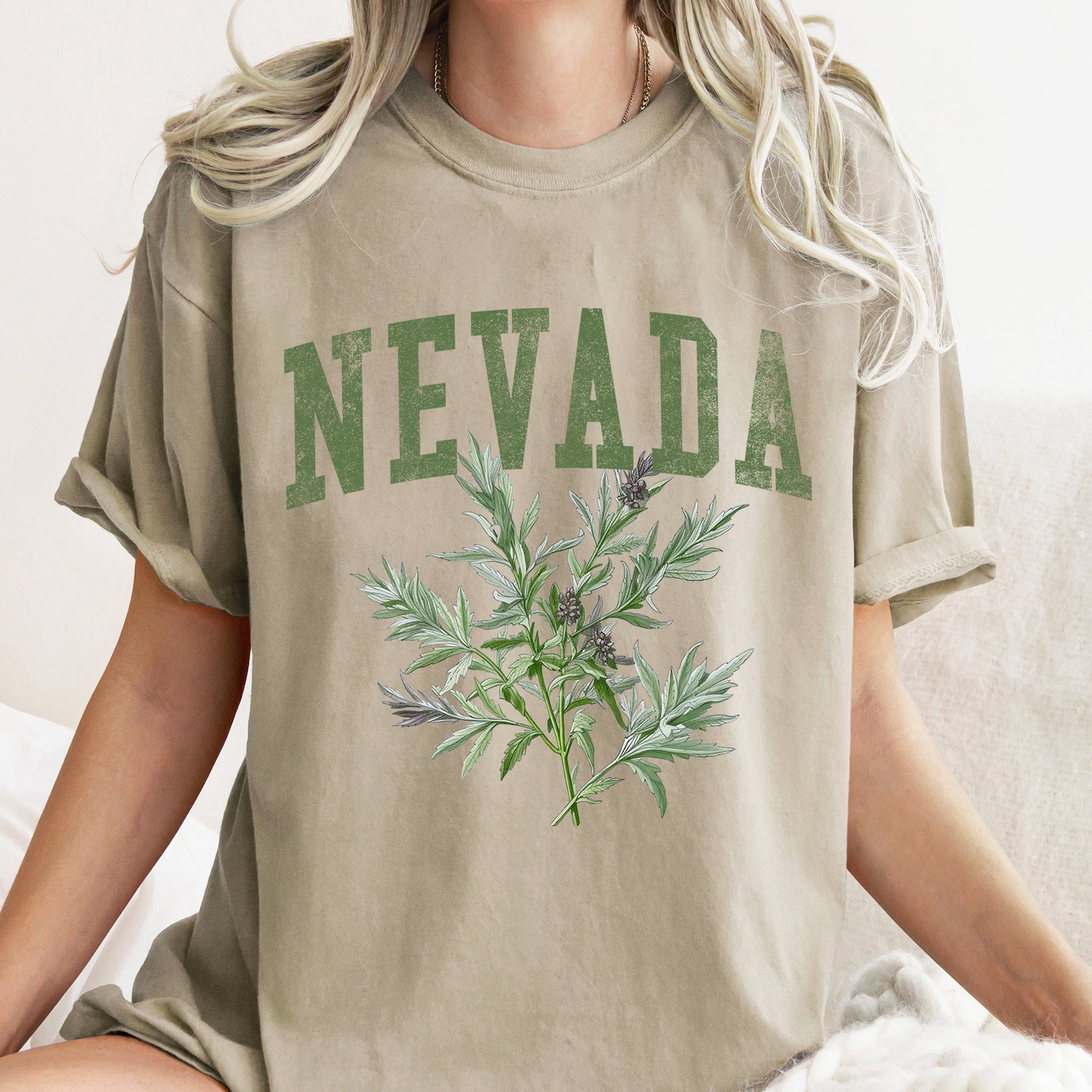Nevada State Flower Vintage Botanical Crest Emblem Artwork Inspired by State Heritage Comfort Colors Tee