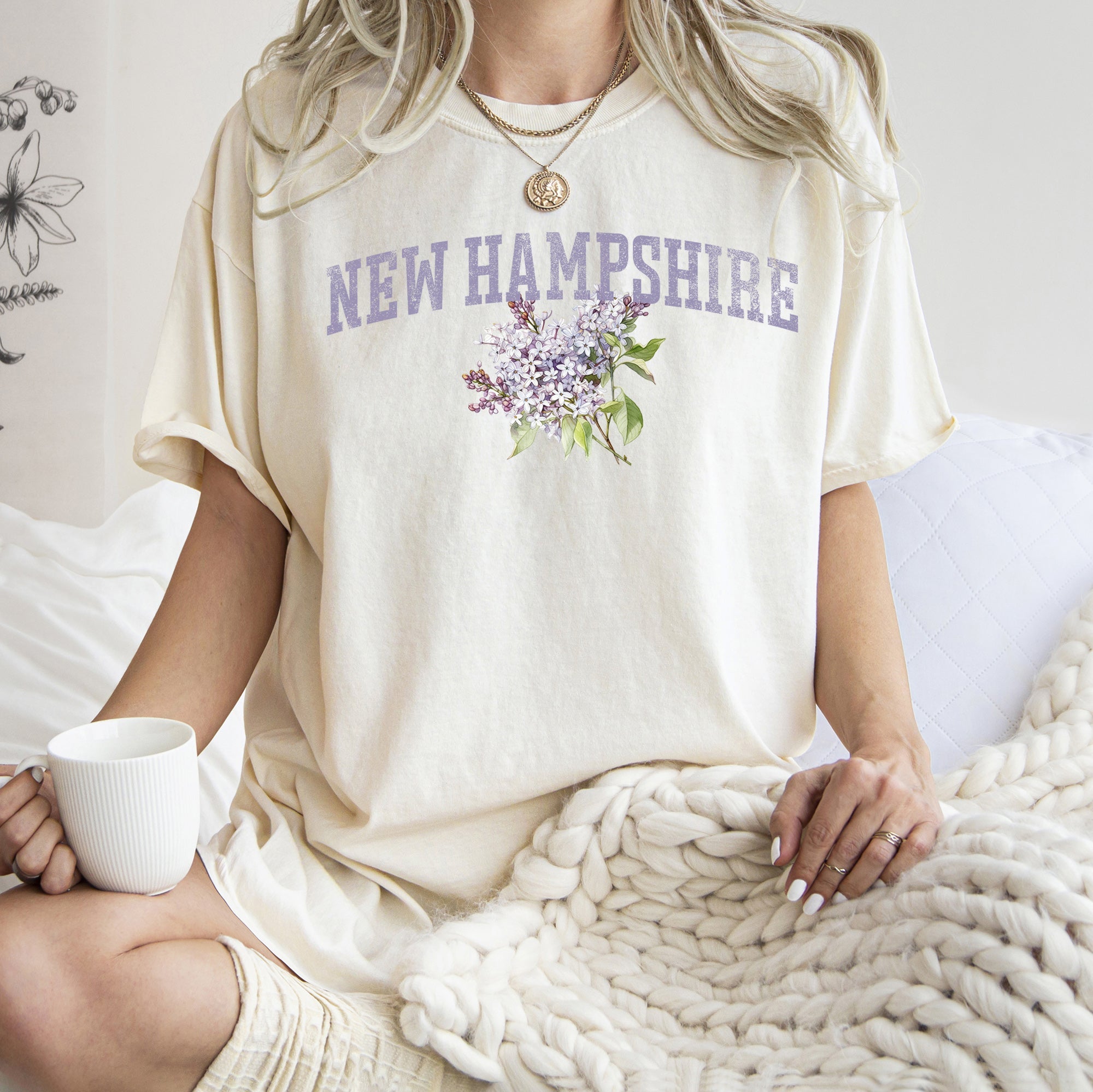 New Hampshire State Flower Limited Edition Vintage Inspired Classic Comfort Colors Tee