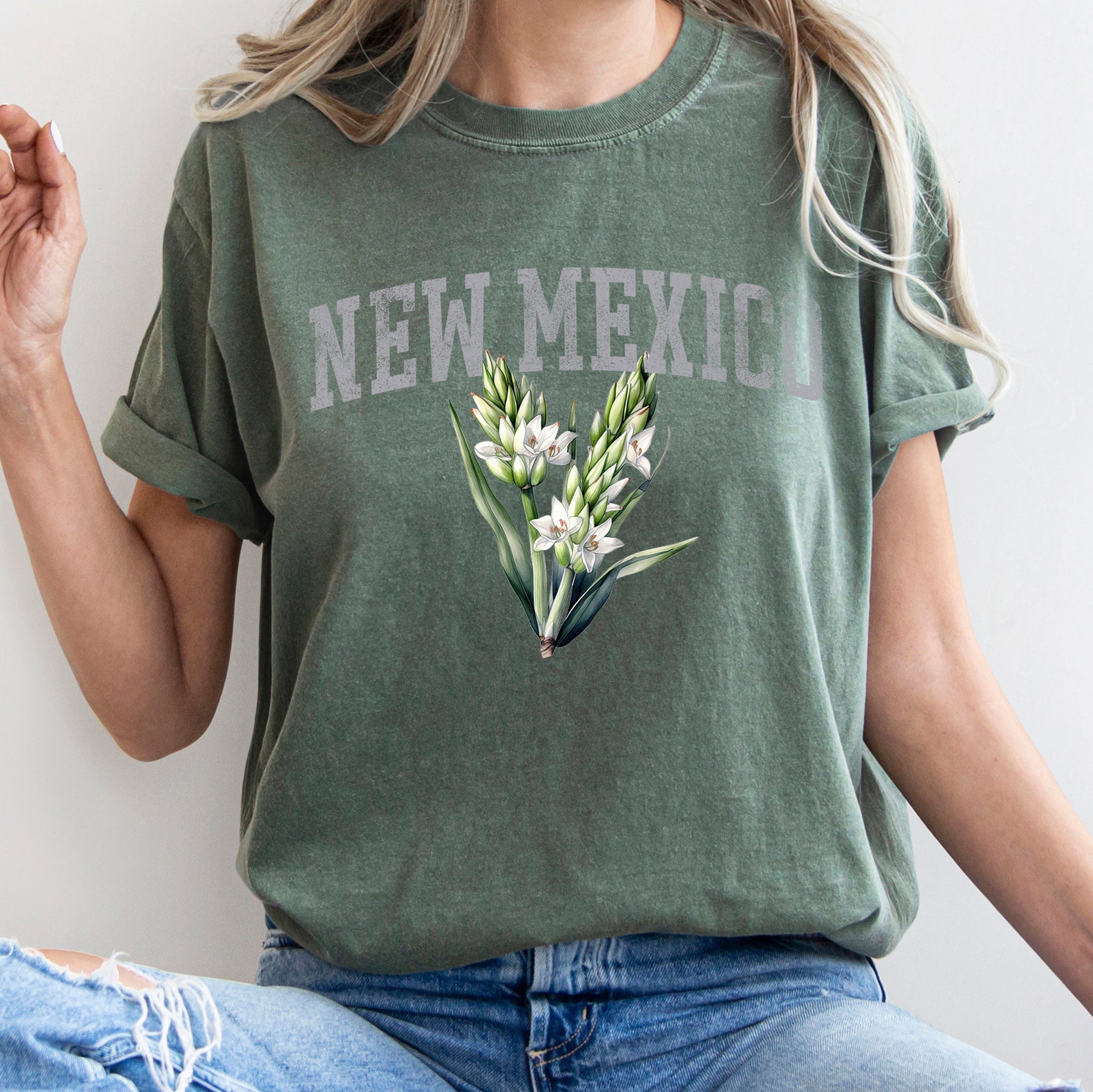 New Mexico State Flower Botanical Illustration Vintage Print Comfort Colors Tee