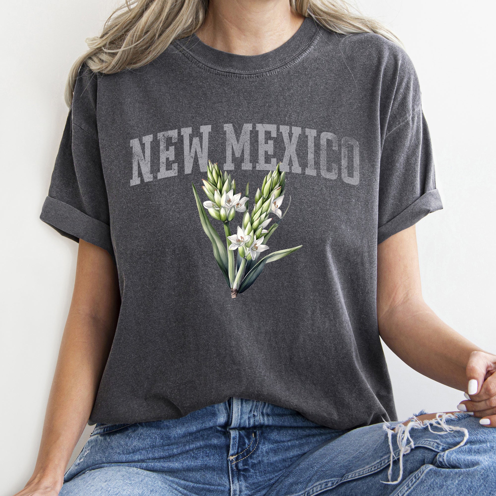 New Mexico State Flower Botanical Illustration Vintage Print Comfort Colors Tee