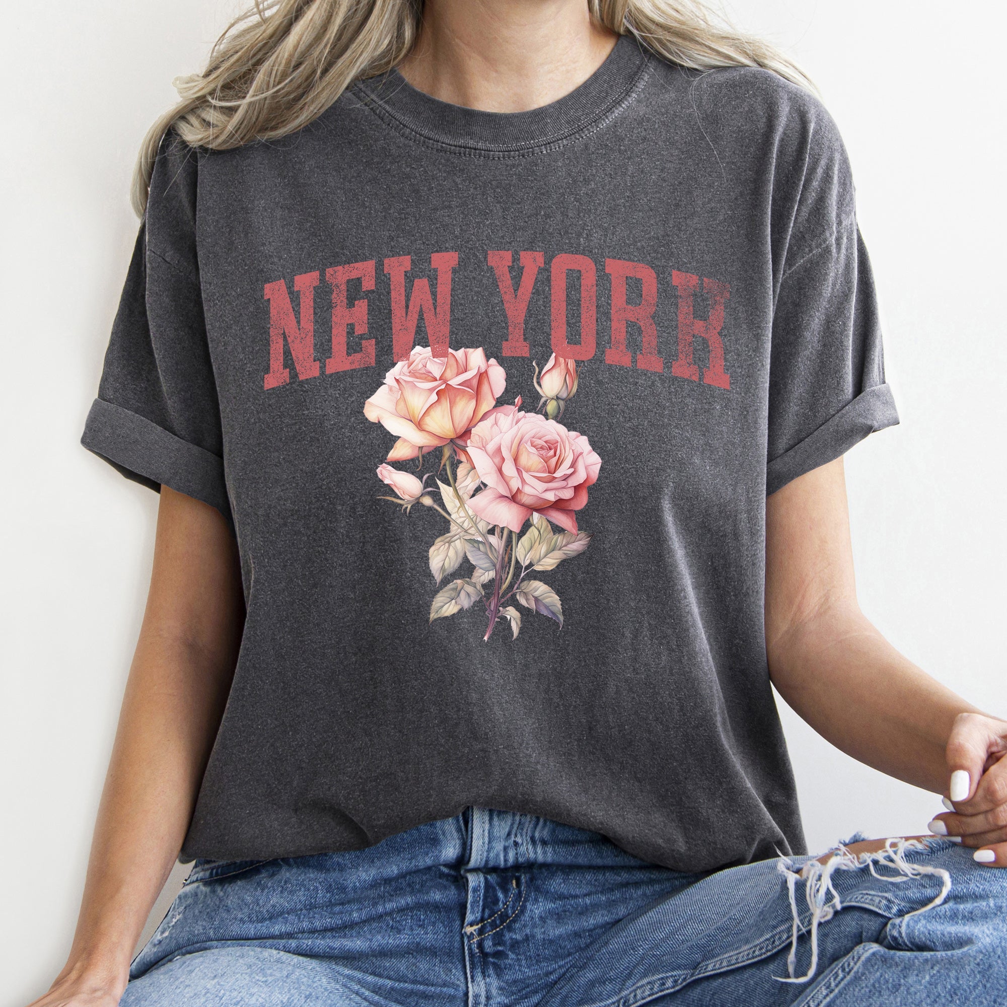 New York State Flower Vintage Edition Iconic Artwork Emblem City Lovers Comfort Colors Tee