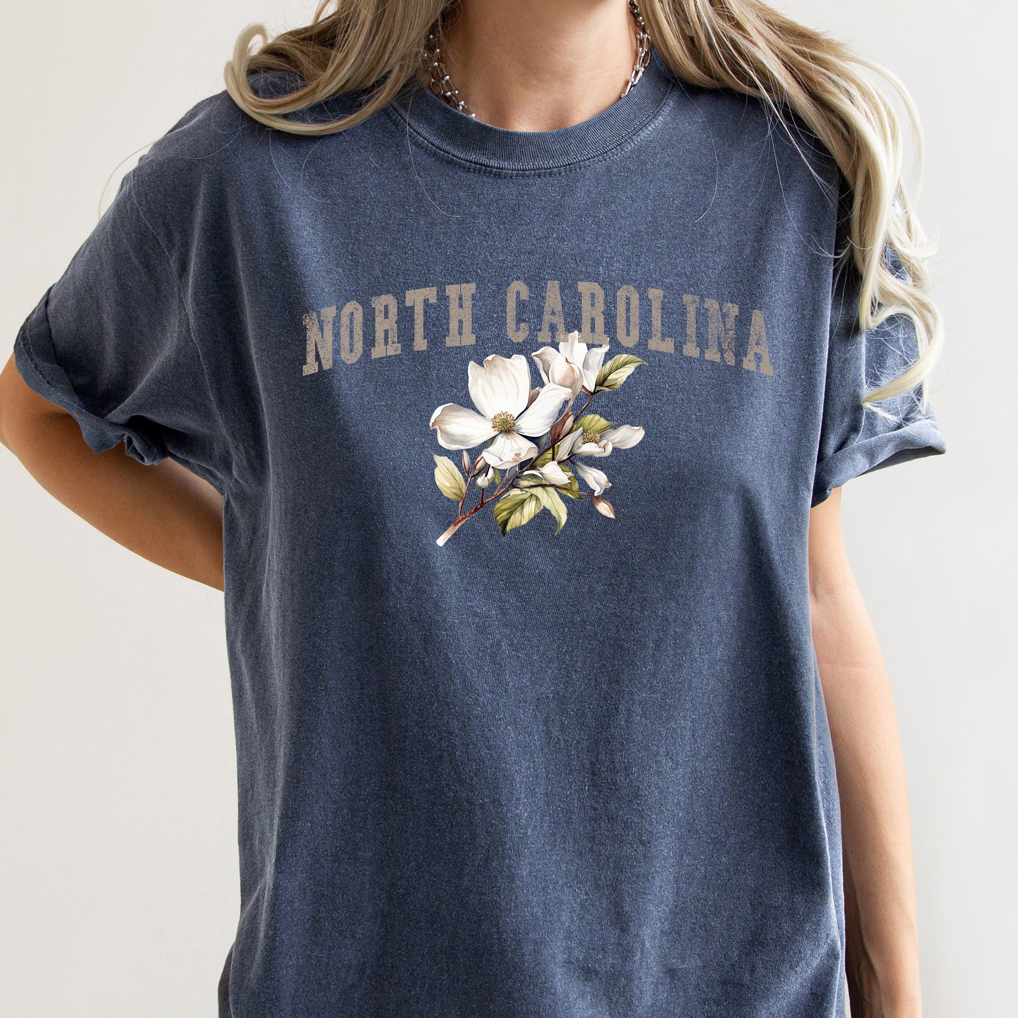 North Carolina State Flower Vintage Botanical Illustration Emblem Artwork Comfort Colors Tee