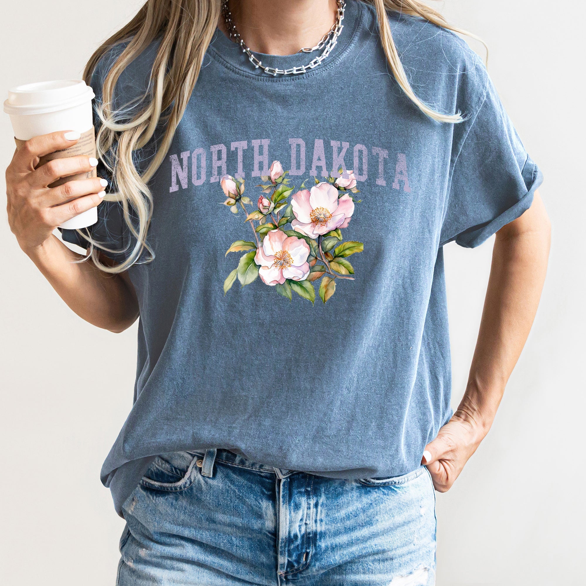 North Dakota State Flower Vintage Botanical Illustration Art Print Limited Edition Comfort Colors Tee