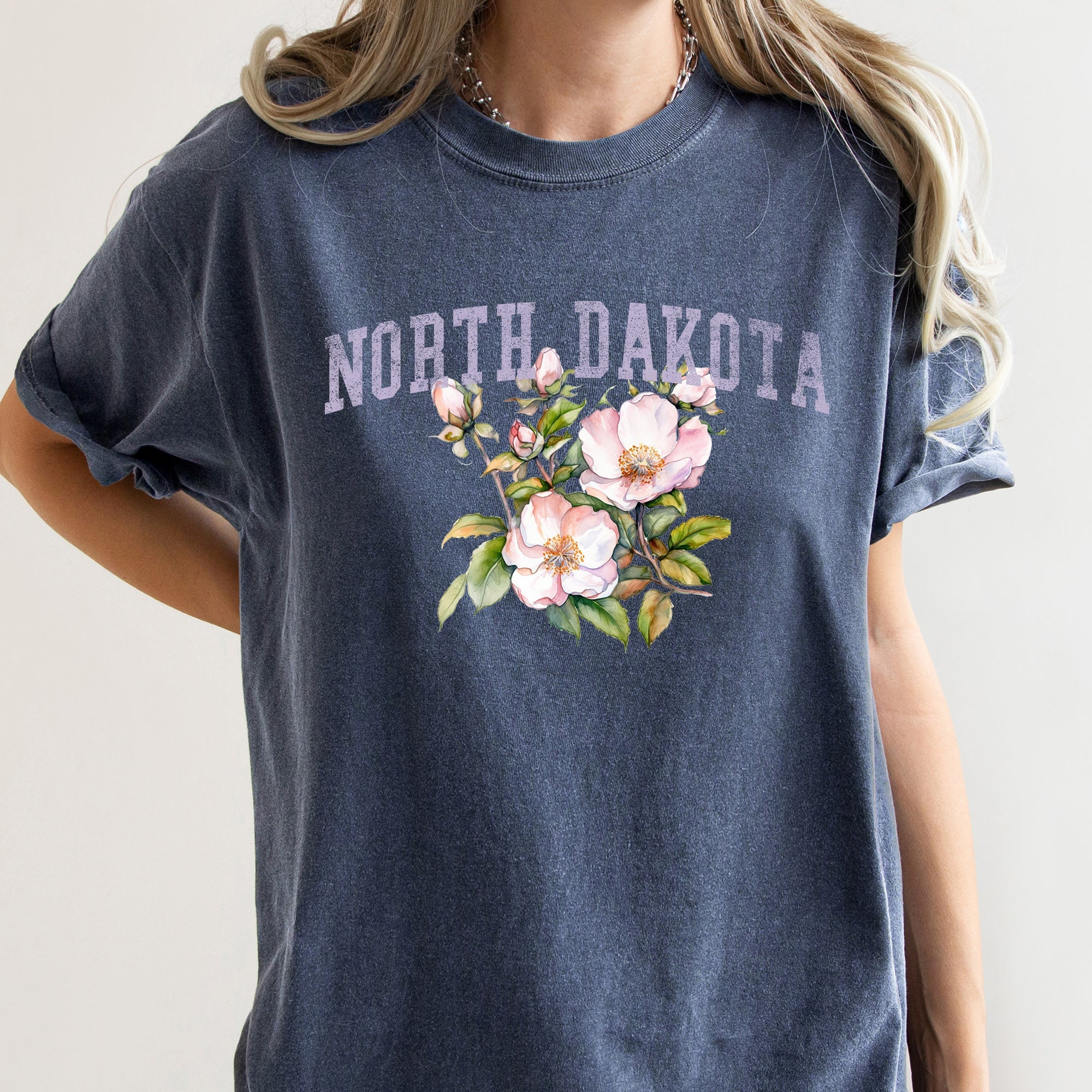 North Dakota State Flower Vintage Botanical Illustration Art Print Limited Edition Comfort Colors Tee