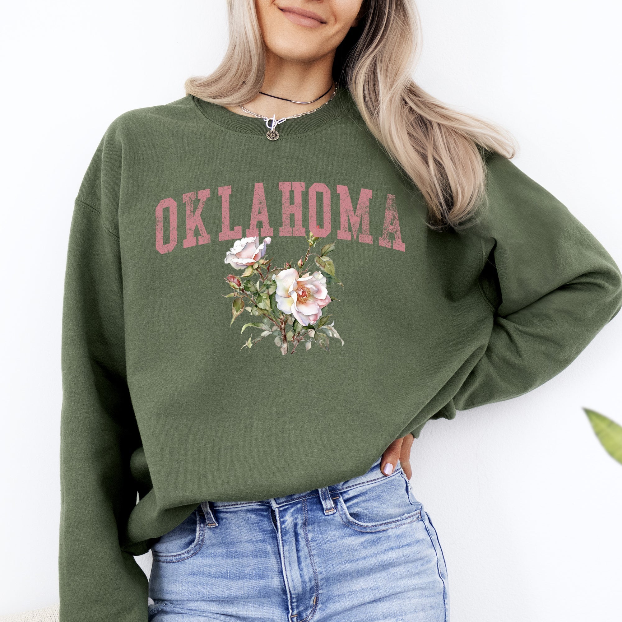 Oklahoma State Flower Bold State Pride Graphic Artwork In Premium Comfort Sweatshirt
