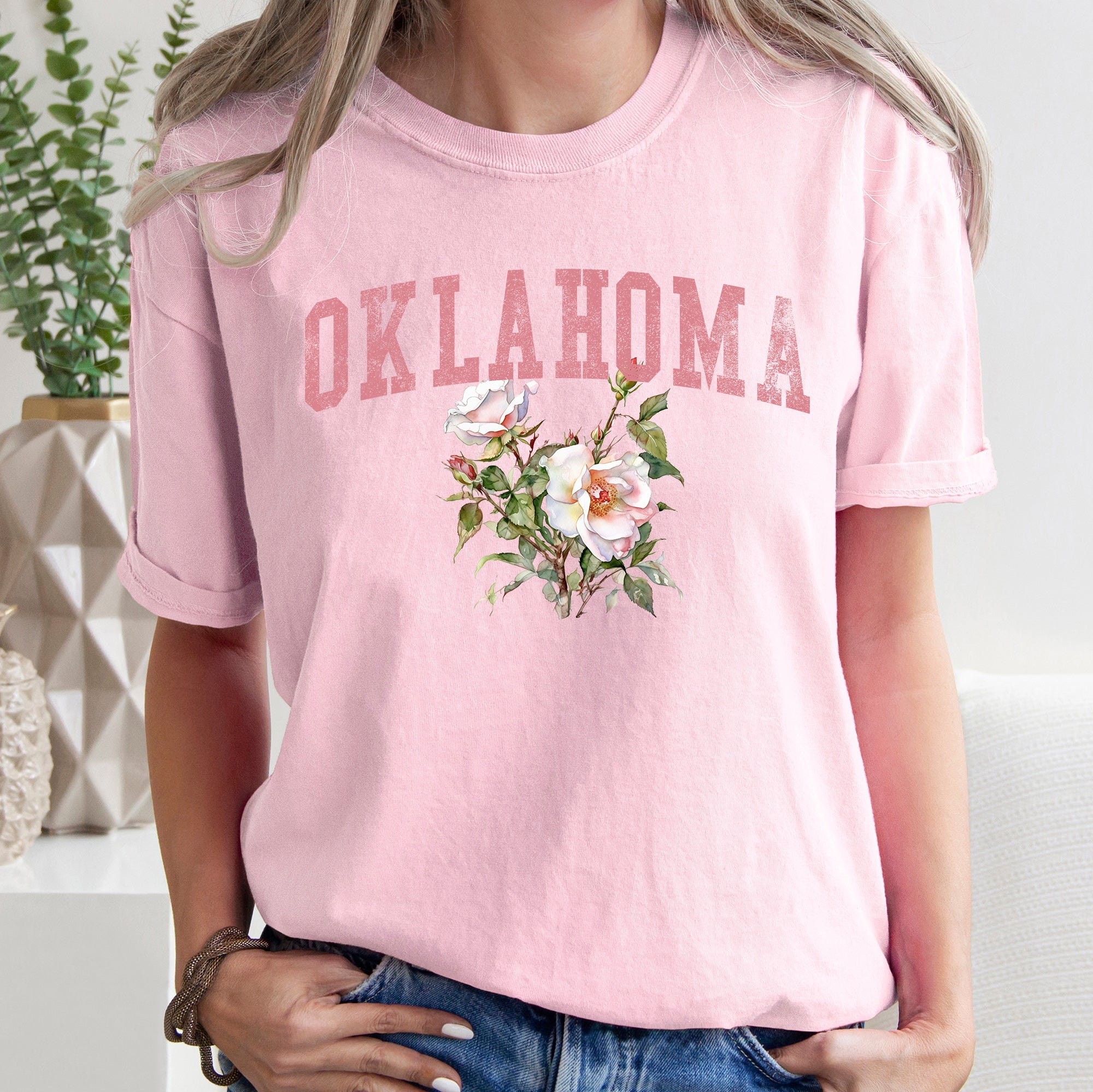 Oklahoma State Flower Icon Emblem Celebrating Oklahoma Heritage And Sooner Pride Comfort Colors Tee