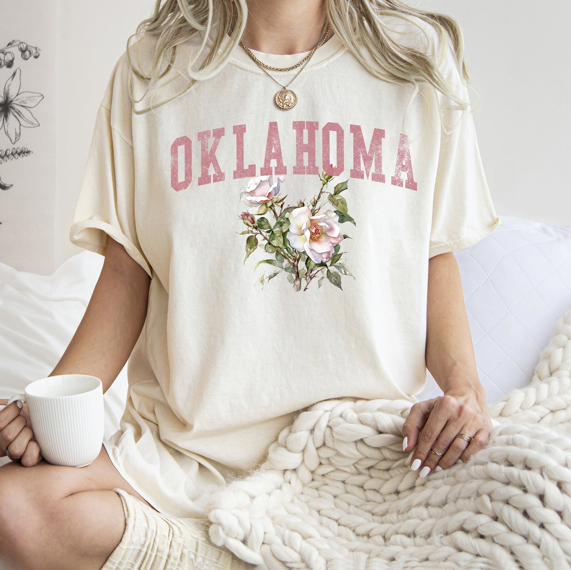 Oklahoma State Flower Icon Emblem Celebrating Oklahoma Heritage And Sooner Pride Comfort Colors Tee
