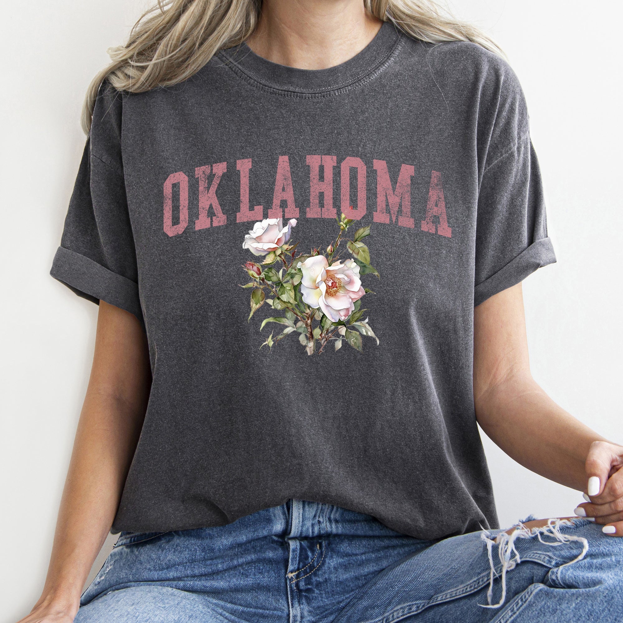 Oklahoma State Flower Icon Emblem Celebrating Oklahoma Heritage And Sooner Pride Comfort Colors Tee
