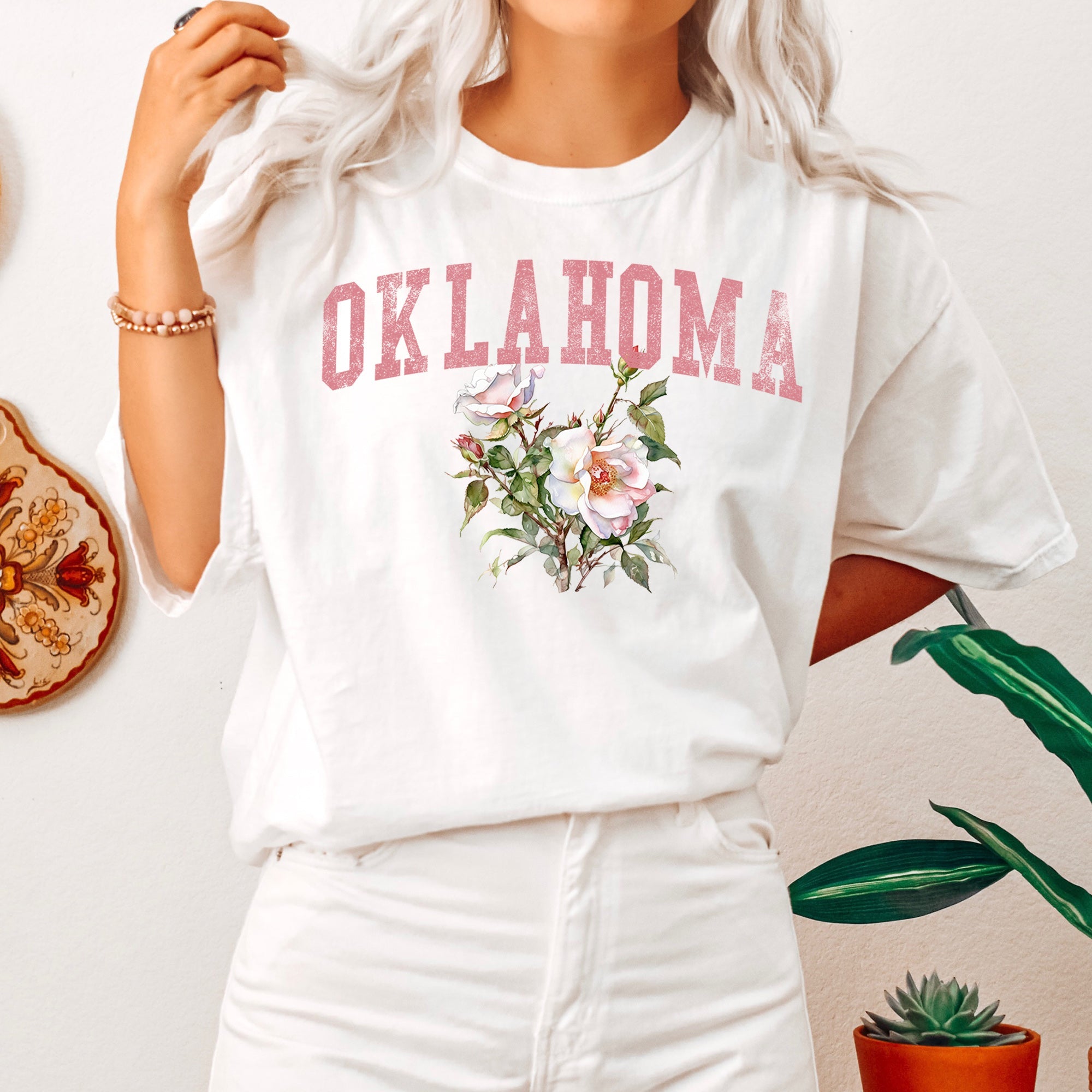 Oklahoma State Flower Icon Emblem Celebrating Oklahoma Heritage And Sooner Pride Comfort Colors Tee