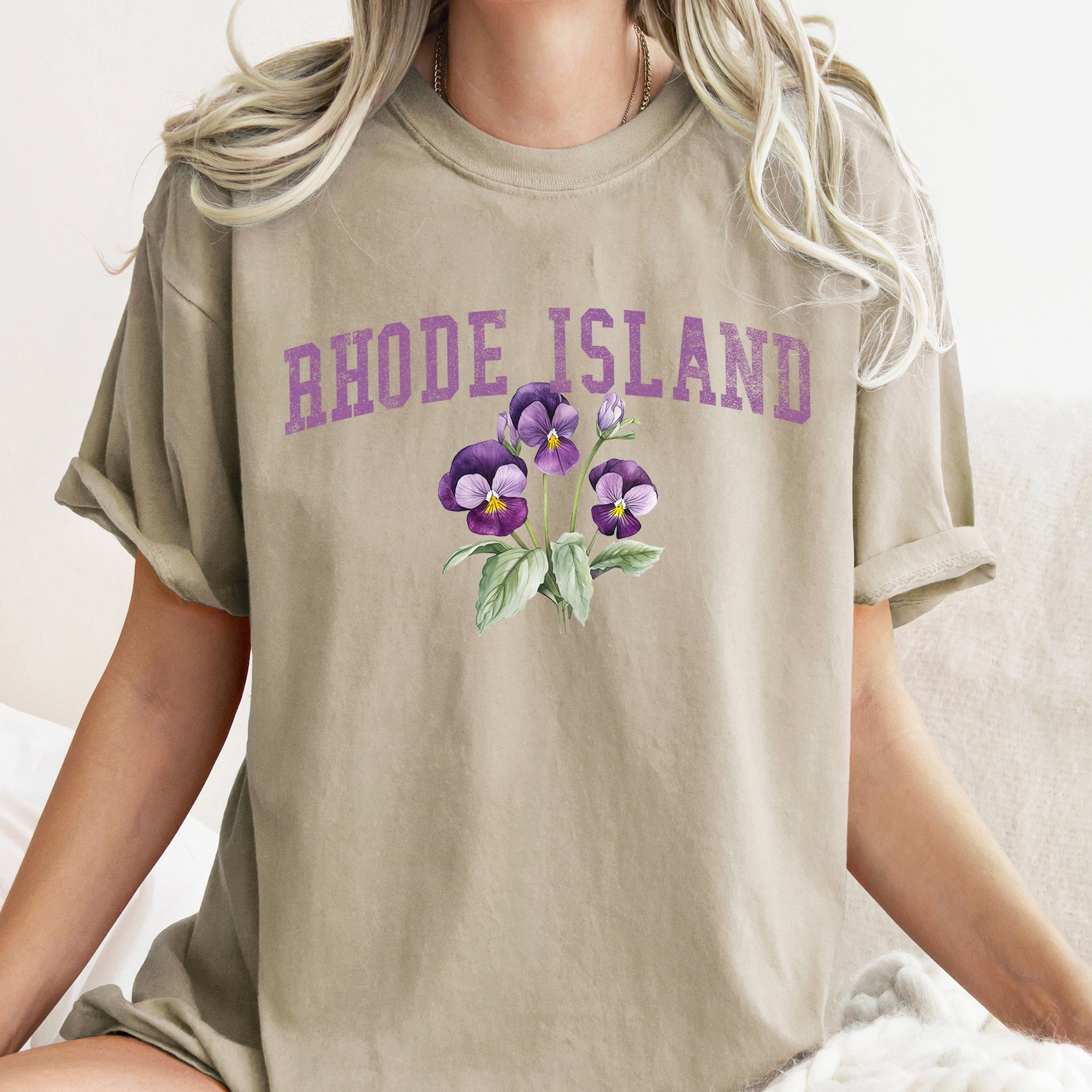 Rhode Island State Flower Vintage Botanical Illustration Heritage Edition Comfort Colors Tee