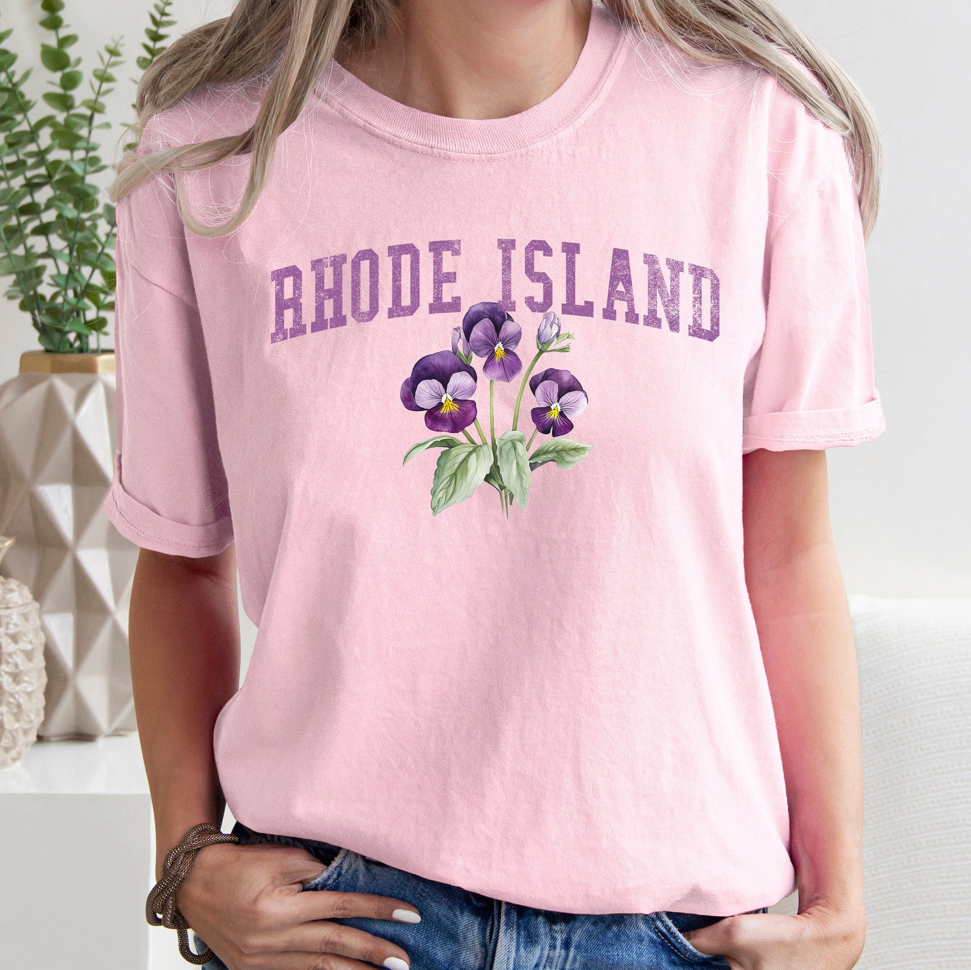 Rhode Island State Flower Vintage Botanical Illustration Heritage Edition Comfort Colors Tee
