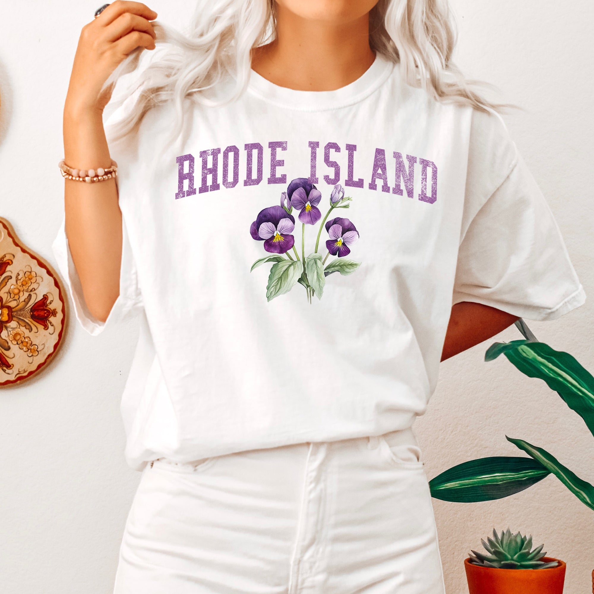 Rhode Island State Flower Vintage Botanical Illustration Heritage Edition Comfort Colors Tee