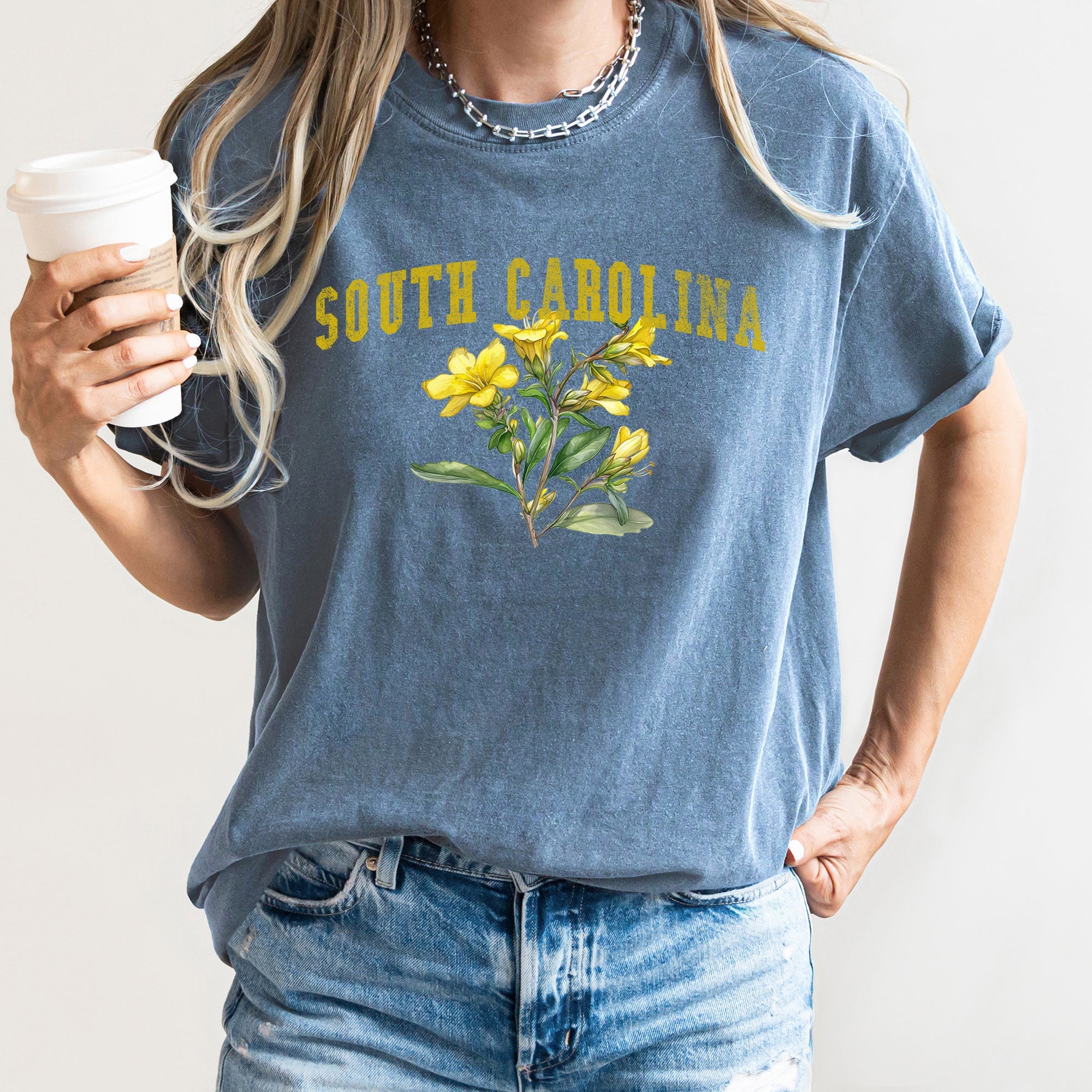 South Carolina State Flower Comfort Colors Tee Vintage Edition Premium Quality Graphic Tee