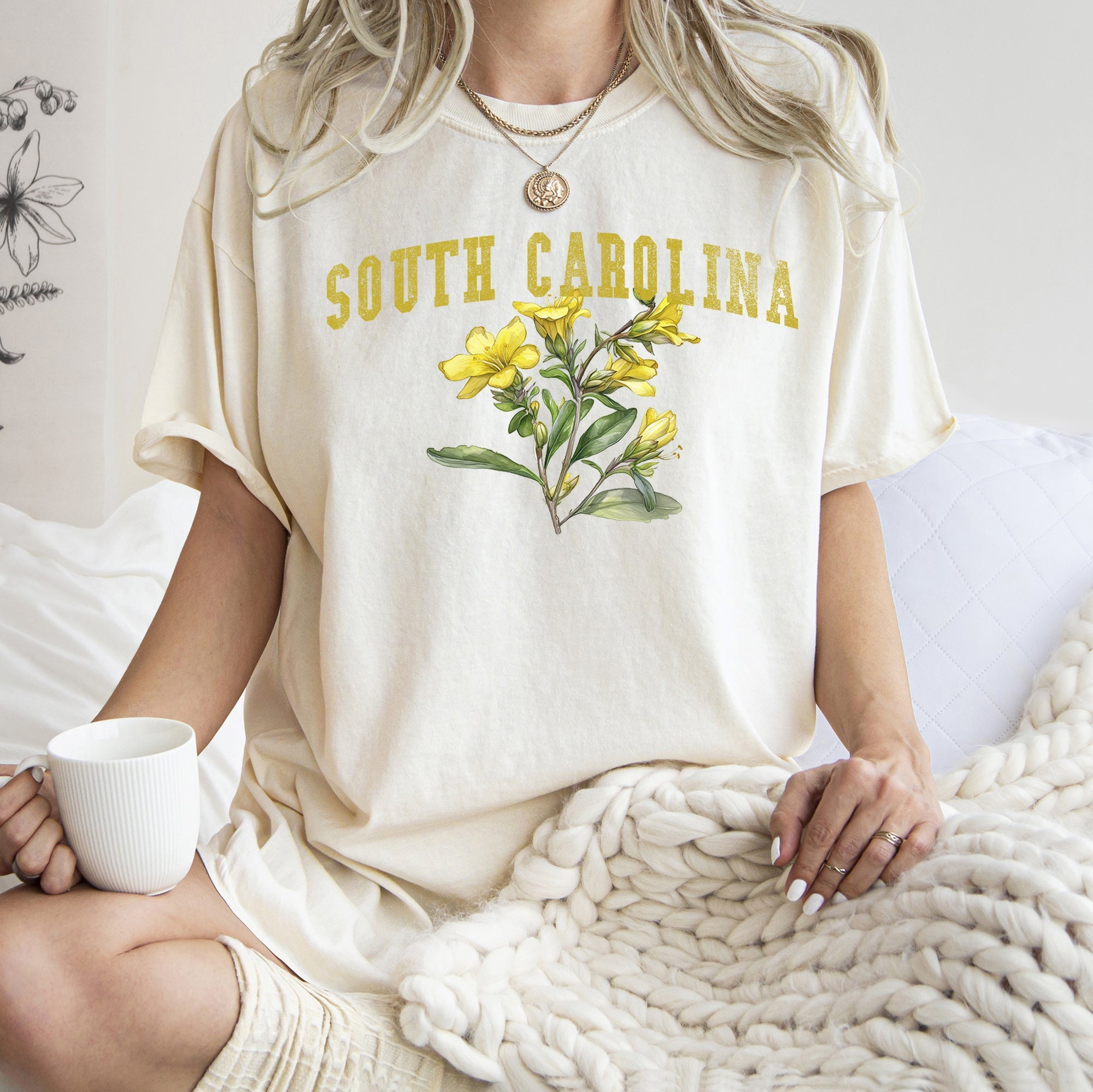 South Carolina State Flower Comfort Colors Tee Vintage Edition Premium Quality Graphic Tee