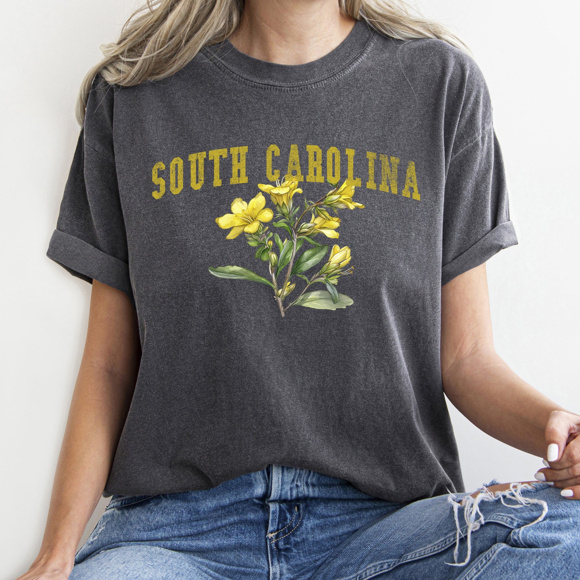 South Carolina State Flower Comfort Colors Tee Vintage Edition Premium Quality Graphic Tee