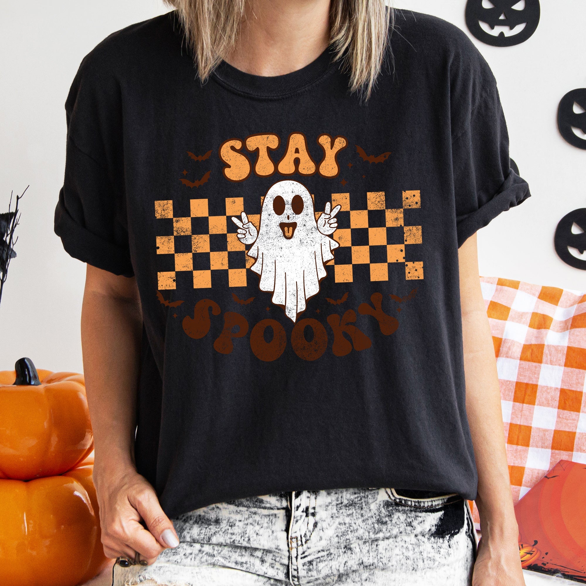 Stay Spooky Retro Halloween Night Edition Vintage Graphic Artwork Comfort Colors Tee