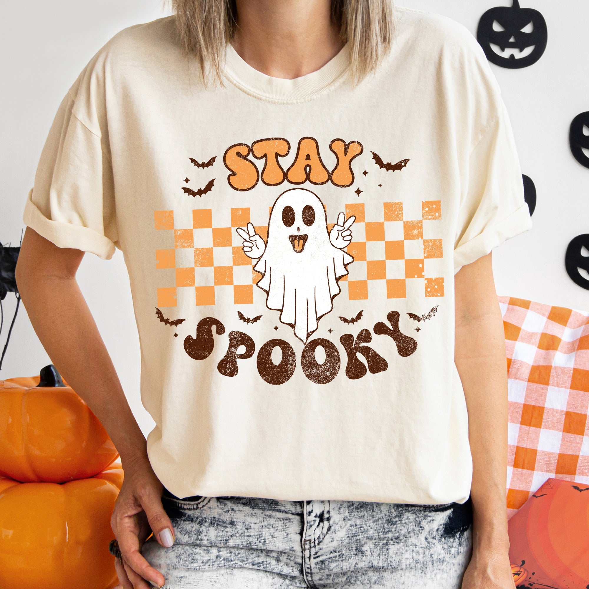 Stay Spooky Retro Halloween Night Edition Vintage Graphic Artwork Comfort Colors Tee