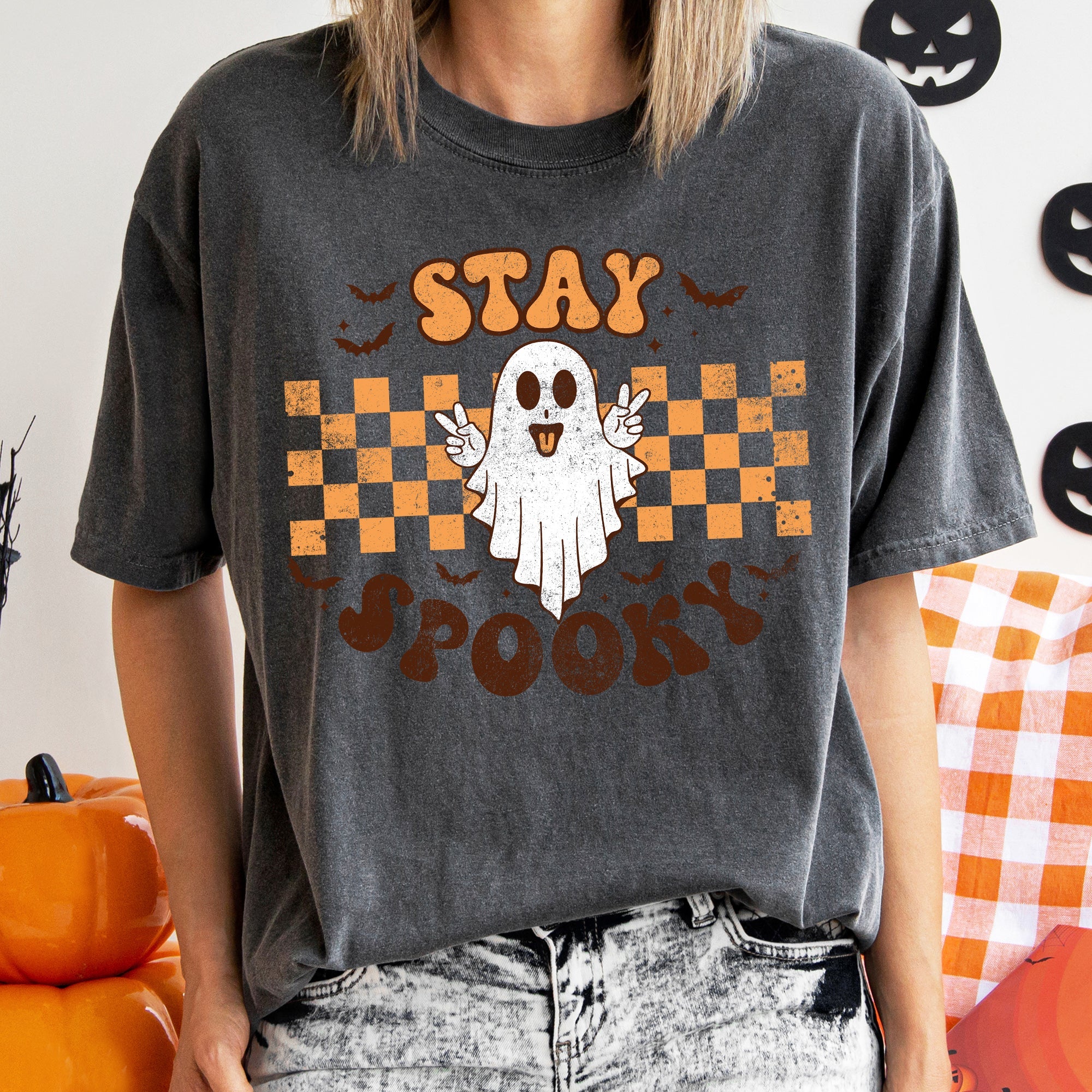 Stay Spooky Retro Halloween Night Edition Vintage Graphic Artwork Comfort Colors Tee