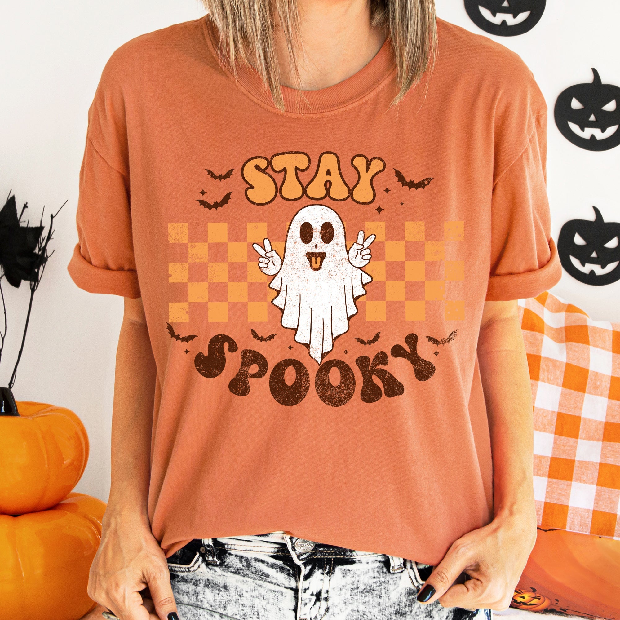 Stay Spooky Retro Halloween Night Edition Vintage Graphic Artwork Comfort Colors Tee