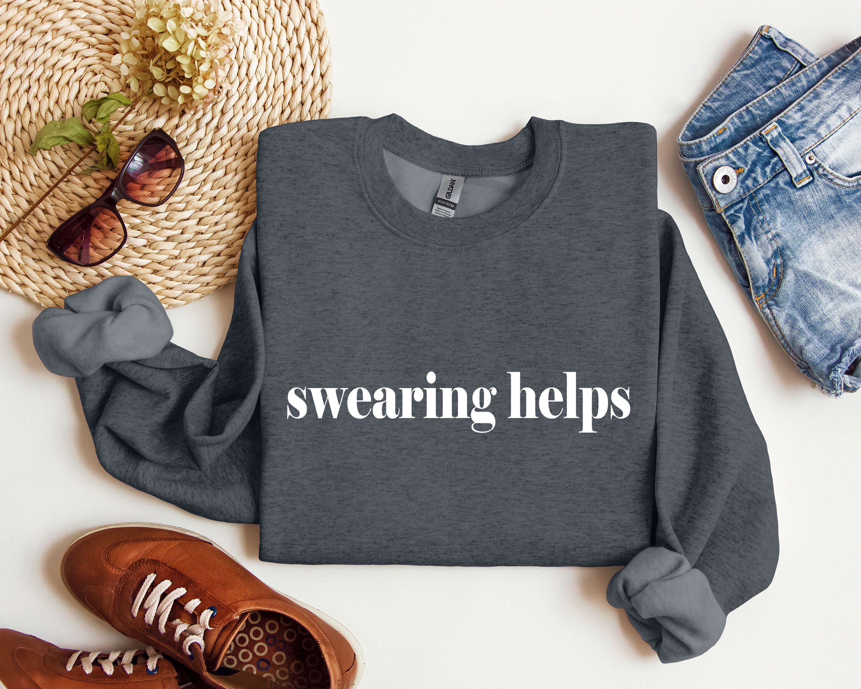 Swearing Helps Sarcastic College Saying About Finals And Exams Humor Everyday Sweatshirt
