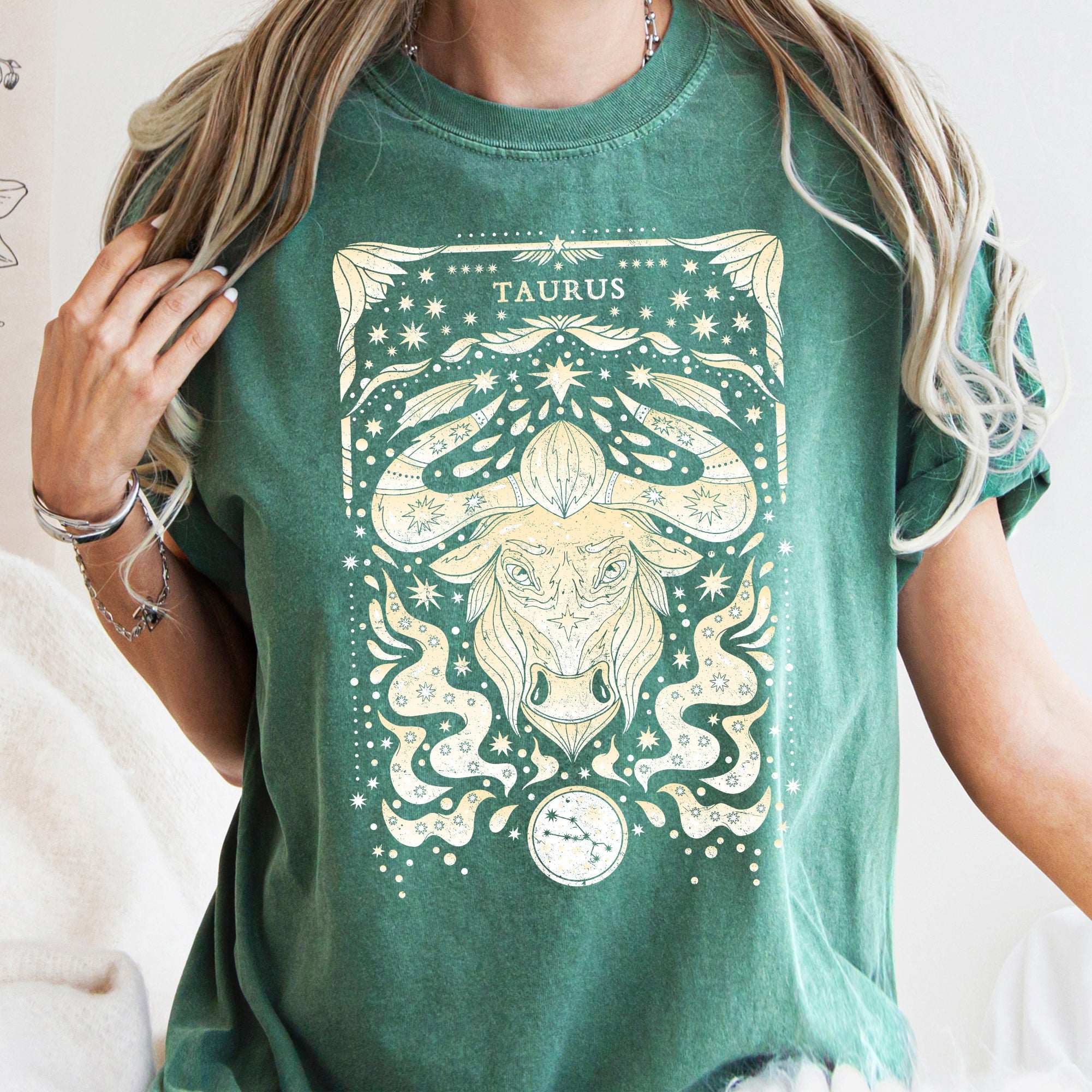 Taurus Celestial Zodiac Horoscope Astrology Vintage Vibe Edition Comfort Colors Tee