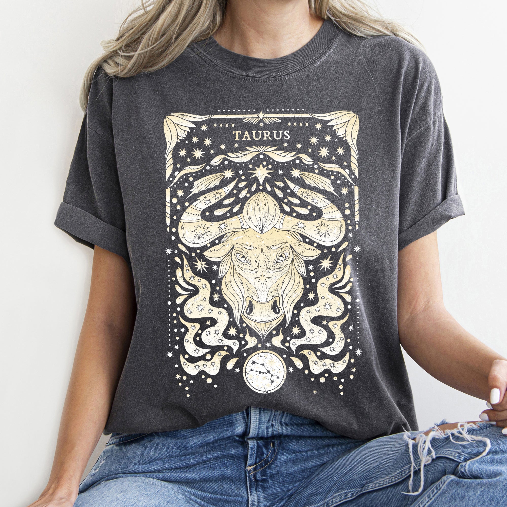 Taurus Celestial Zodiac Horoscope Astrology Vintage Vibe Edition Comfort Colors Tee