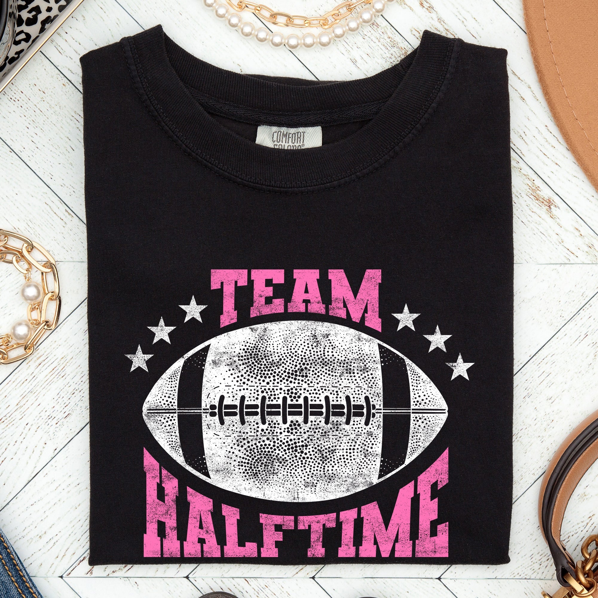 Team Halftime Football Fans Rally Gameday Spirit For Both Teams Vintage Inspired Comfort Colors Tee