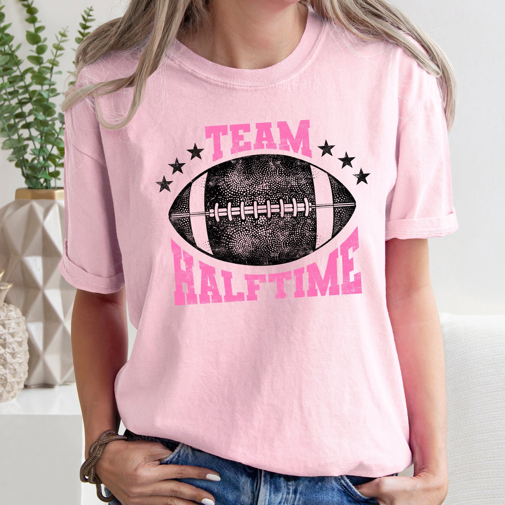 Team Halftime Football Fans Rally Gameday Spirit For Both Teams Vintage Inspired Comfort Colors Tee