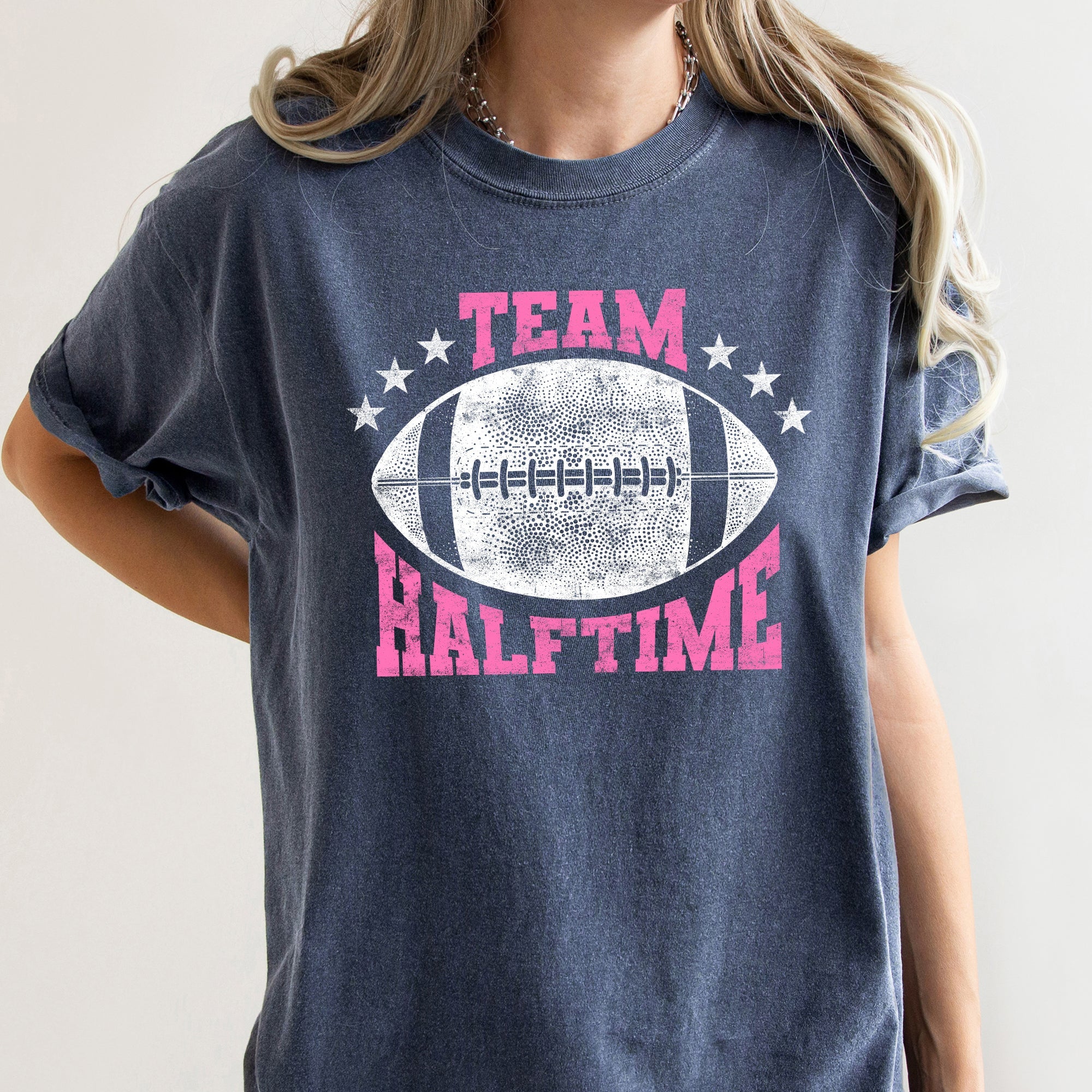 Team Halftime Football Fans Rally Gameday Spirit For Both Teams Vintage Inspired Comfort Colors Tee