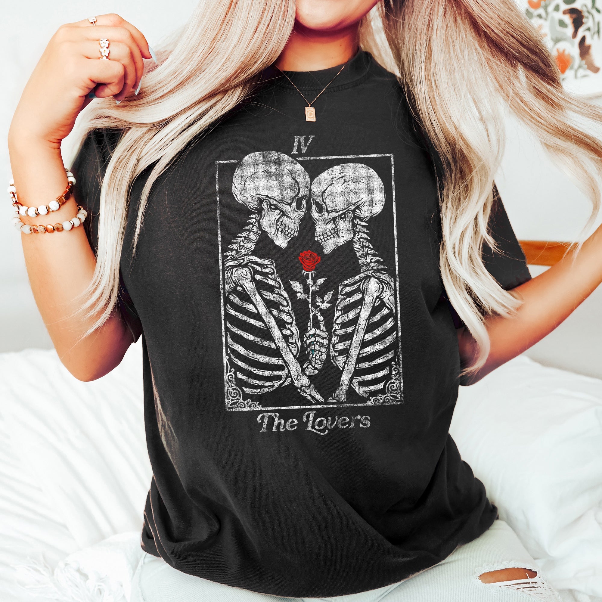 The Lovers Tarot Skeletons Mystical Magic Valentine's Day Edition Comfort Colors Tee