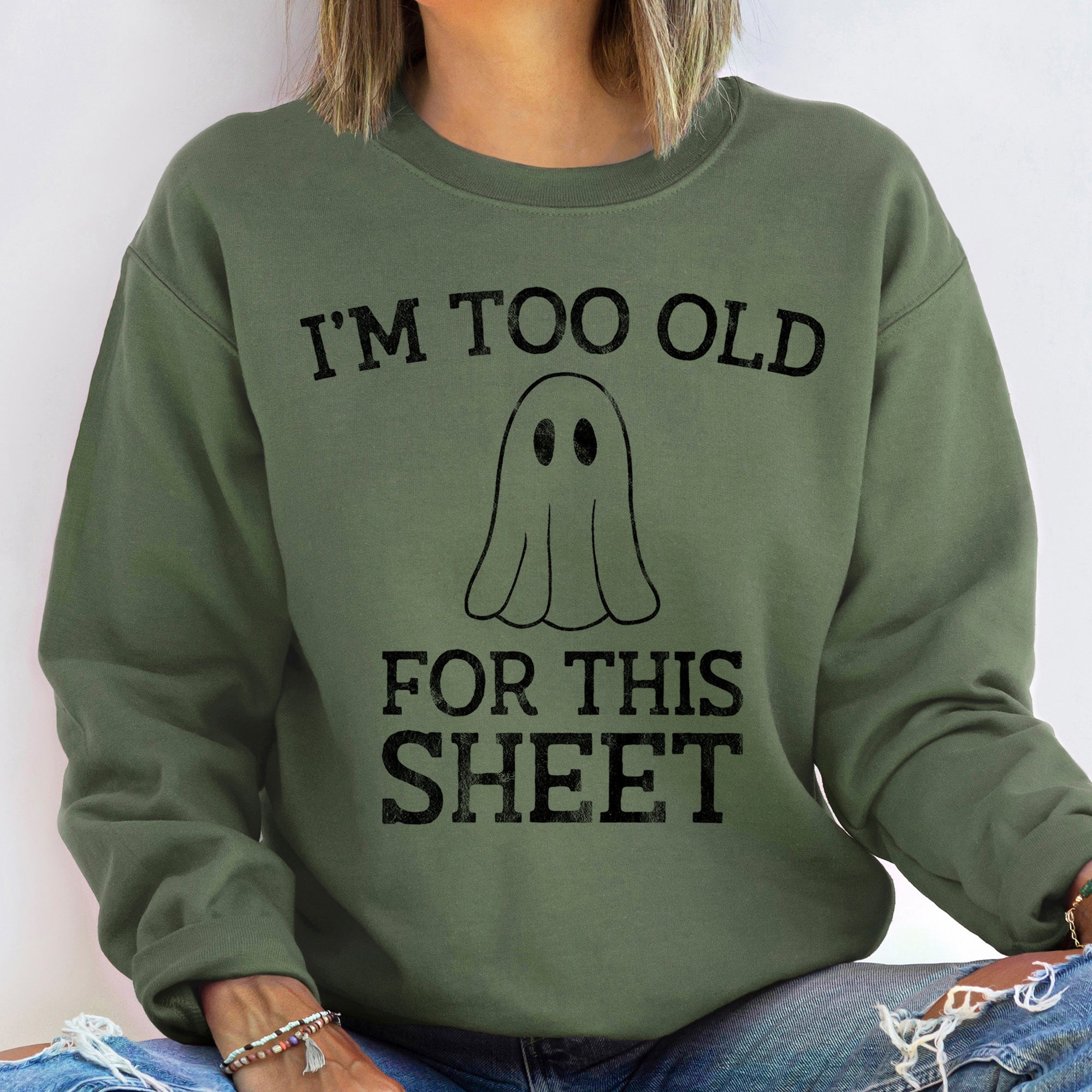 I'm Too Old Vintage Halloween Nostalgic Cozy Fleece Lined Retro Party Edition Sweatshirt