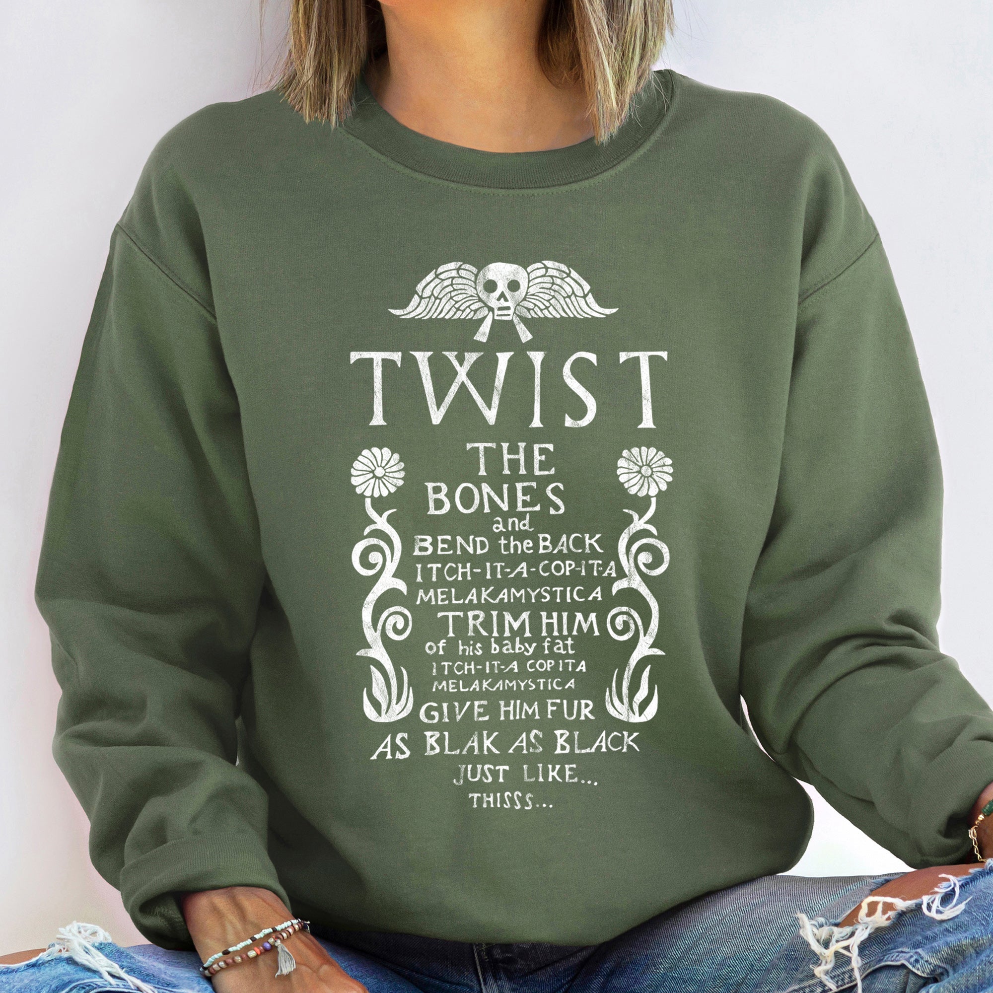 Twist The Bones Halloween Spooky Skeletons Night Graphic Illustration Edition Sweatshirt