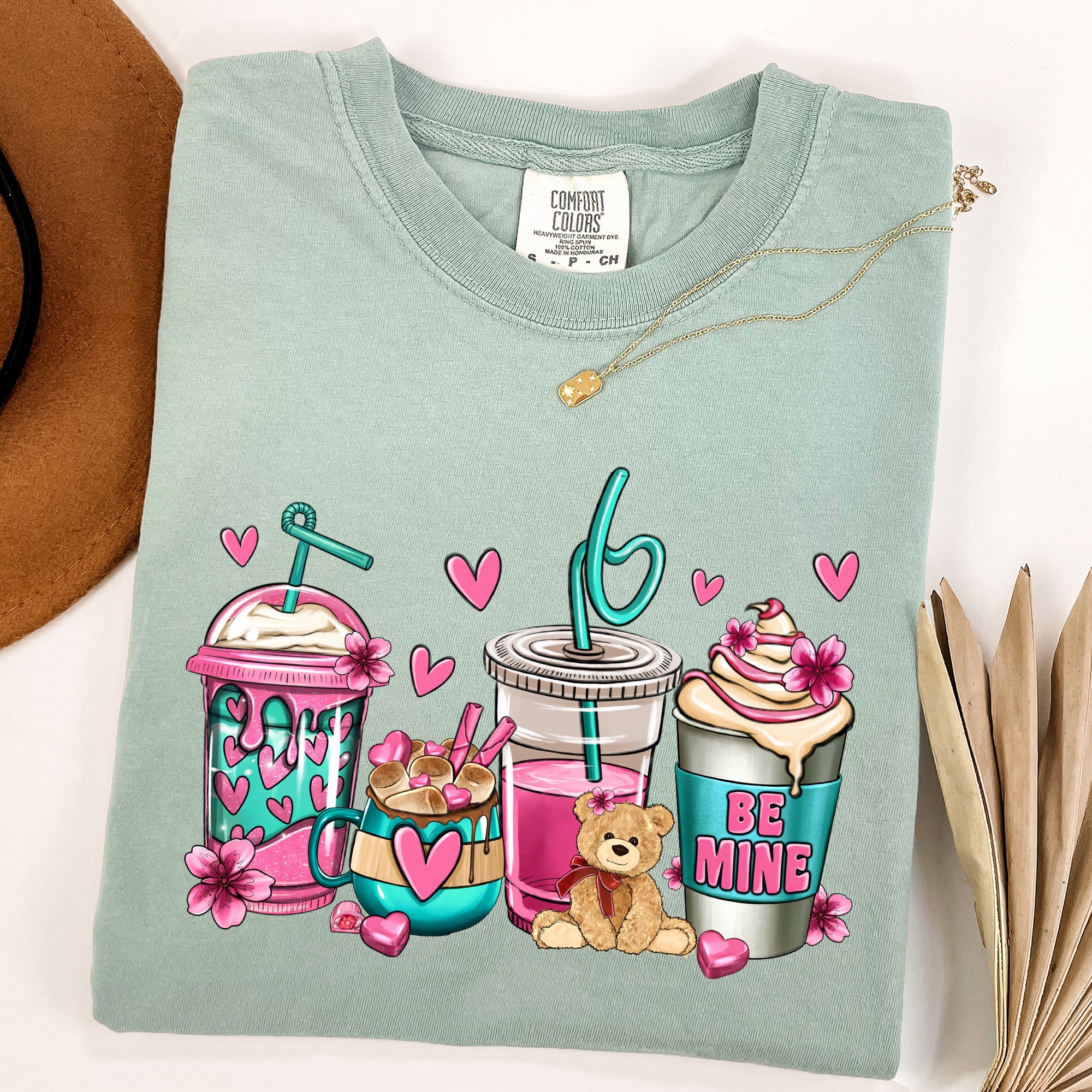 Valentine's Coffee Lover Vintage Script Design Featuring Cozy Morning Brew Hearts Comfort Colors Tee