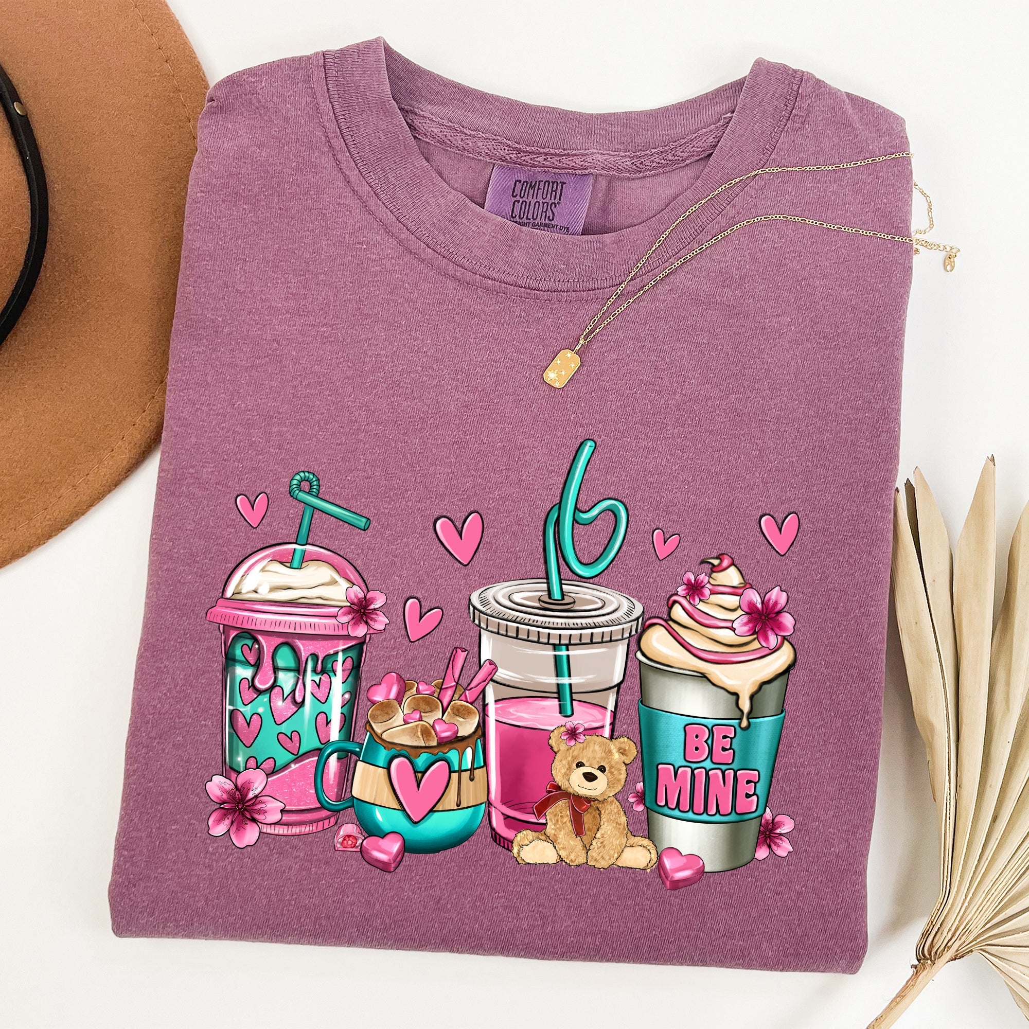 Valentine's Coffee Lover Vintage Script Design Featuring Cozy Morning Brew Hearts Comfort Colors Tee