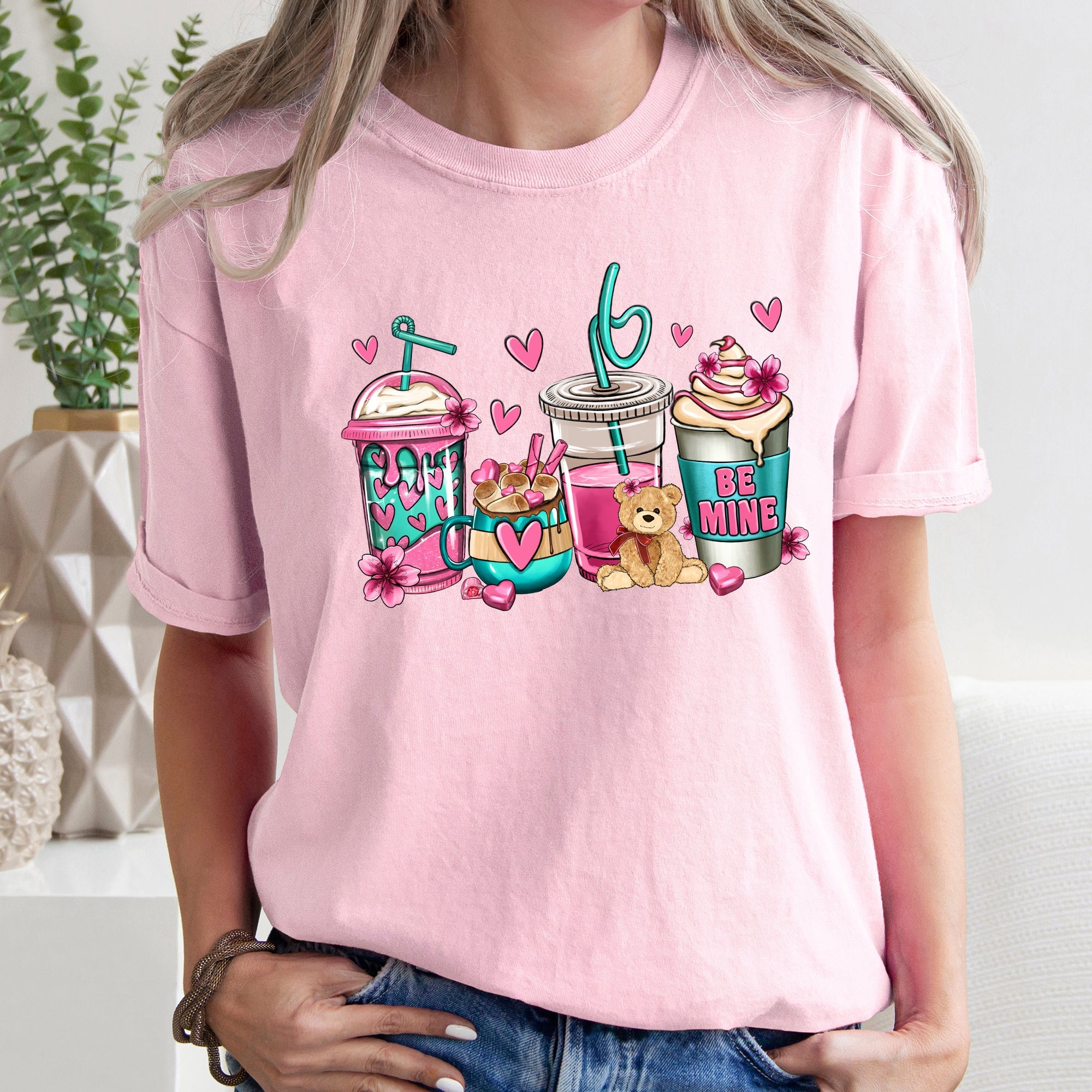 Valentine's Coffee Lover Vintage Script Design Featuring Cozy Morning Brew Hearts Comfort Colors Tee