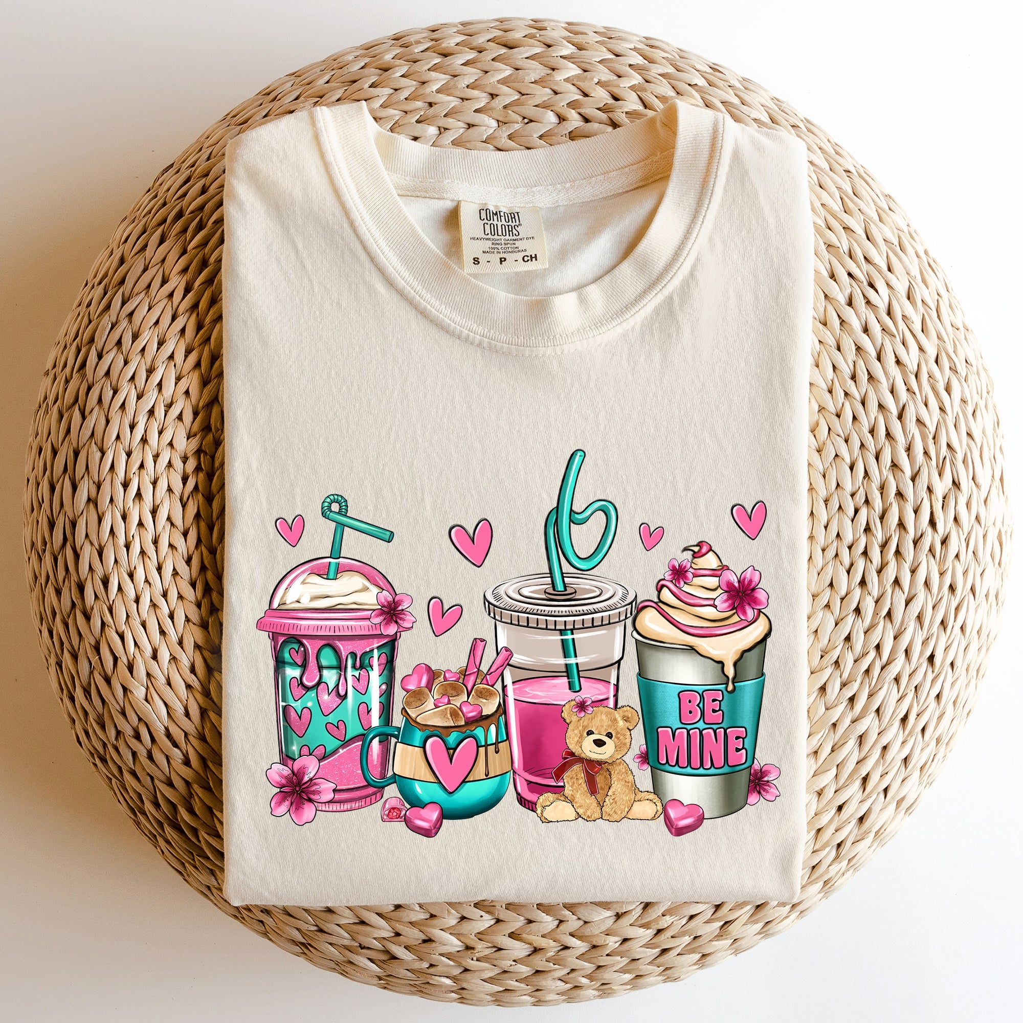 Valentine's Coffee Lover Vintage Script Design Featuring Cozy Morning Brew Hearts Comfort Colors Tee
