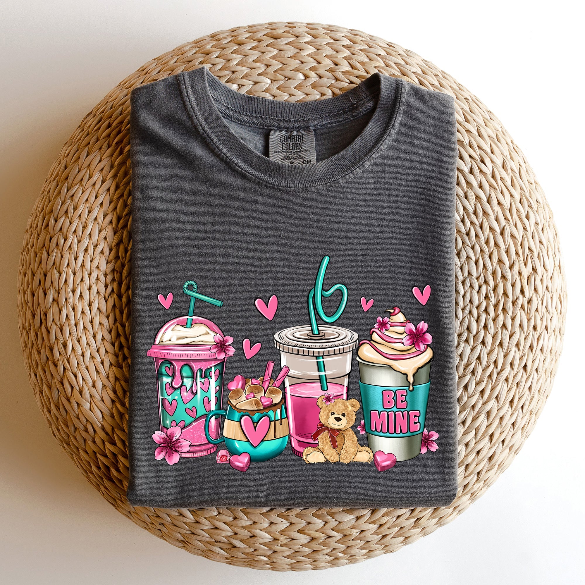 Valentine's Coffee Lover Vintage Script Design Featuring Cozy Morning Brew Hearts Comfort Colors Tee