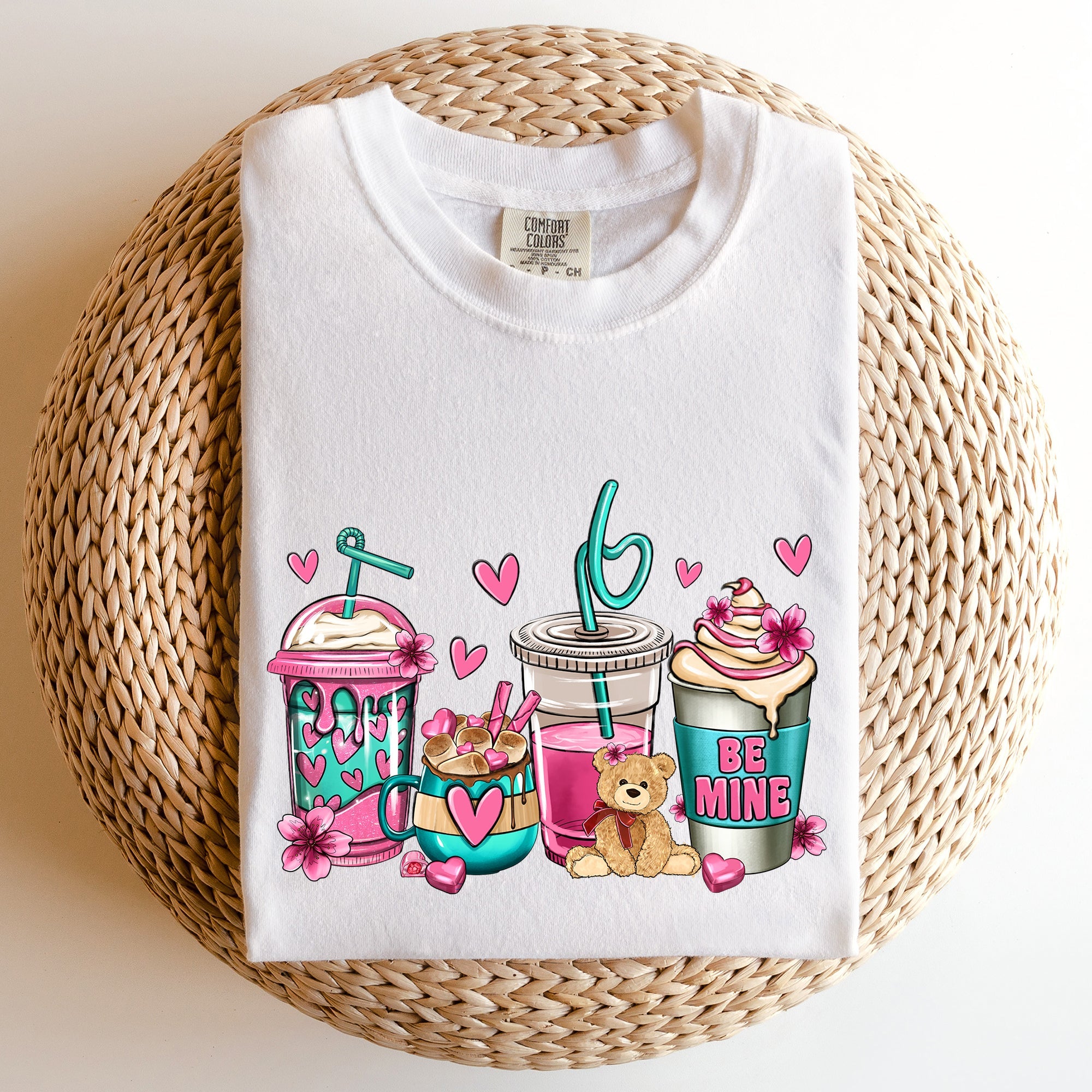 Valentine's Coffee Lover Vintage Script Design Featuring Cozy Morning Brew Hearts Comfort Colors Tee