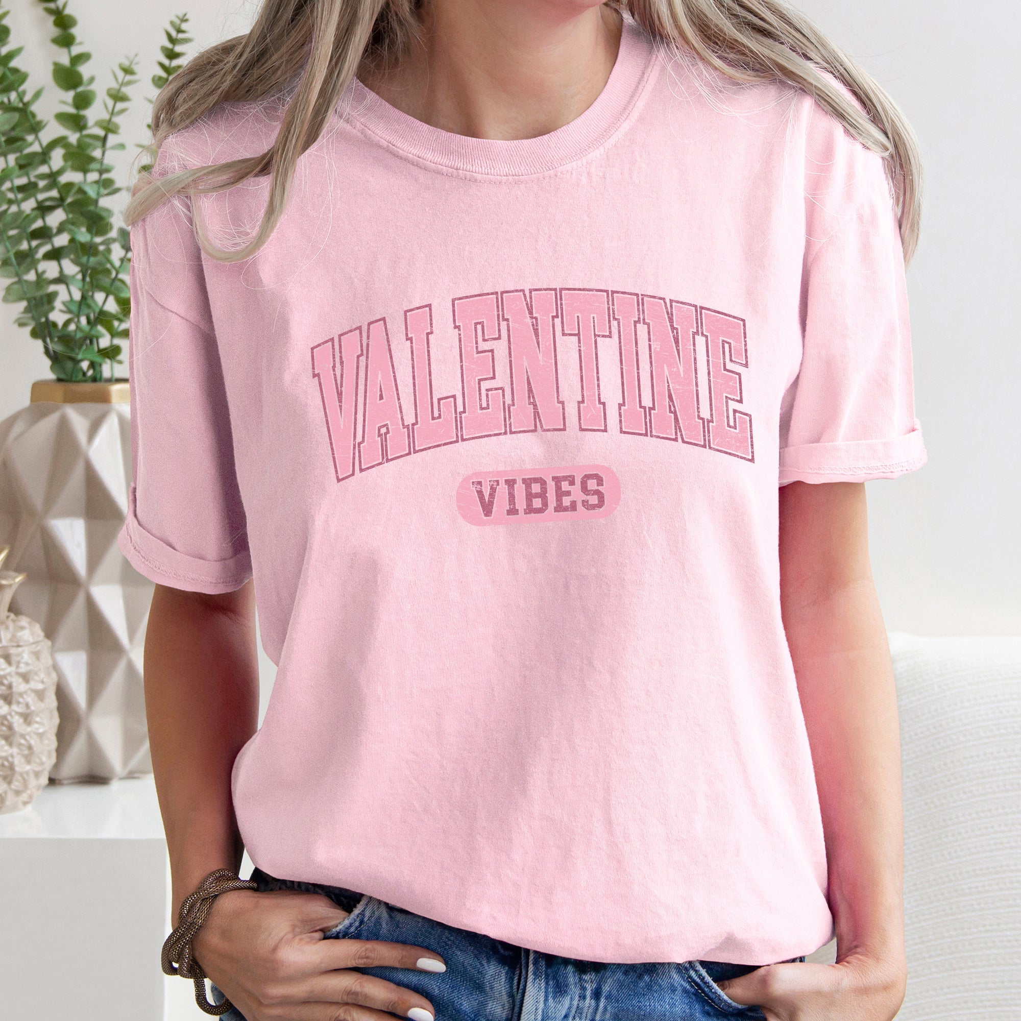 Valentine Vibes Collegiate Edition Vintage Charm For Lovers Of Classic Campus Style Comfort Colors Tee