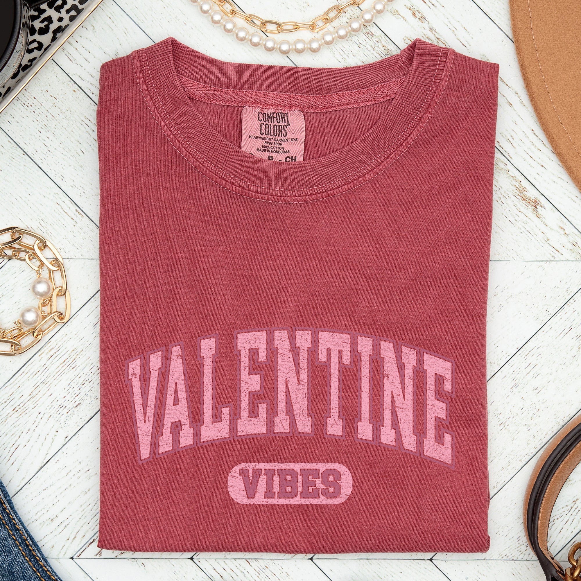 Valentine Vibes Collegiate Edition Vintage Charm For Lovers Of Classic Campus Style Comfort Colors Tee