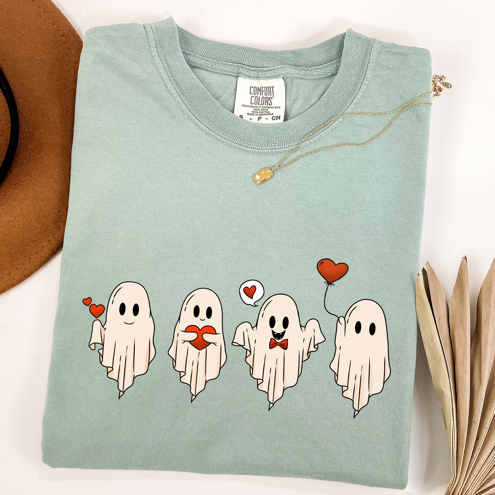 Valentine Ghosts, Love Vintage Script Typography for Valentine's Day Comfort Colors Tee