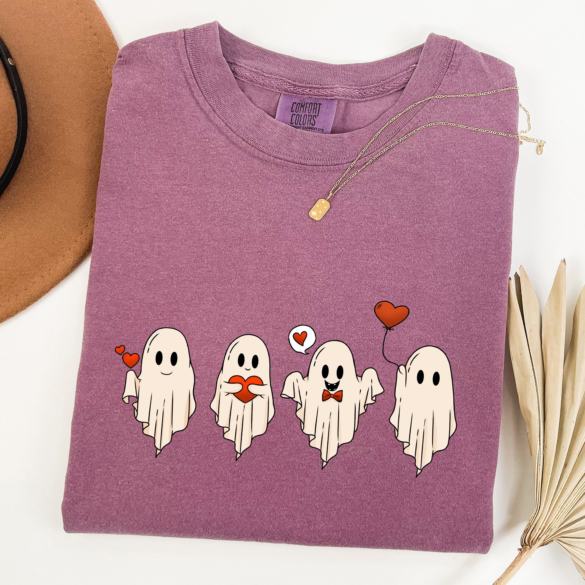 Valentine Ghosts, Love Vintage Script Typography for Valentine's Day Comfort Colors Tee