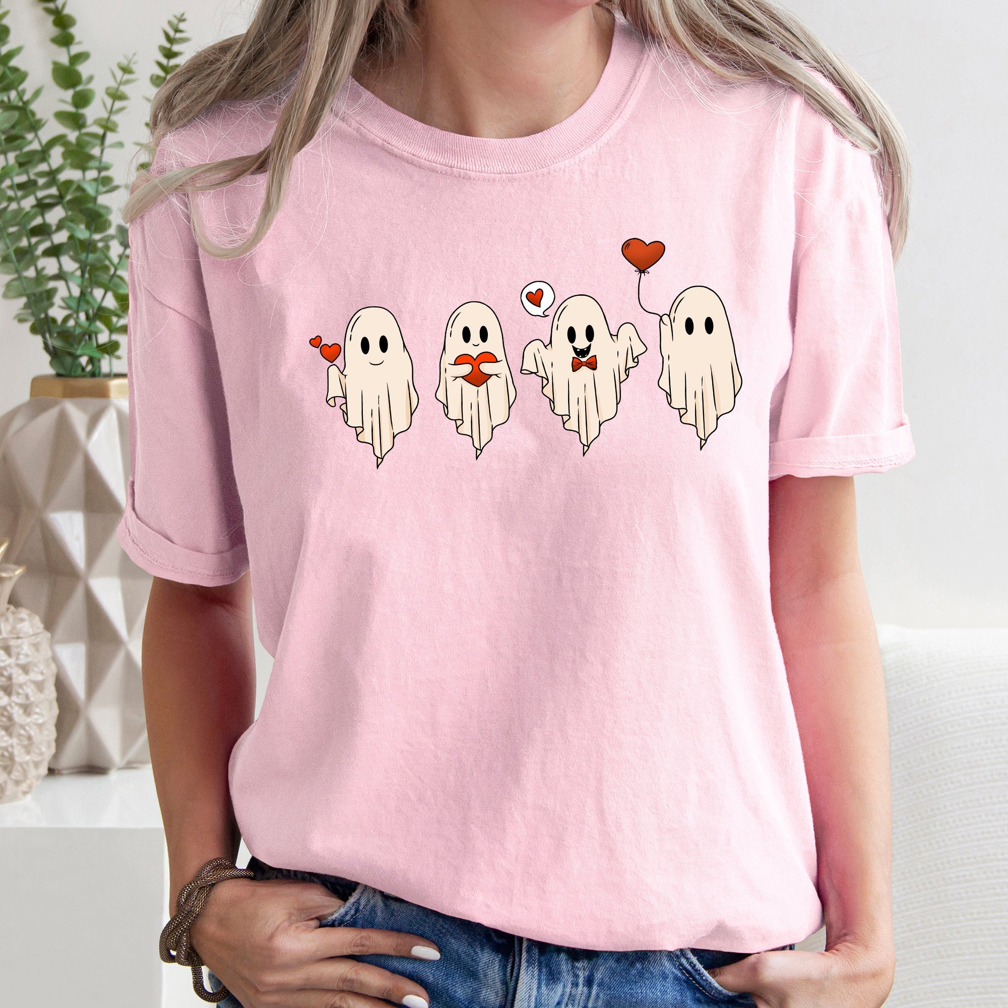 Valentine Ghosts, Love Vintage Script Typography for Valentine's Day Comfort Colors Tee