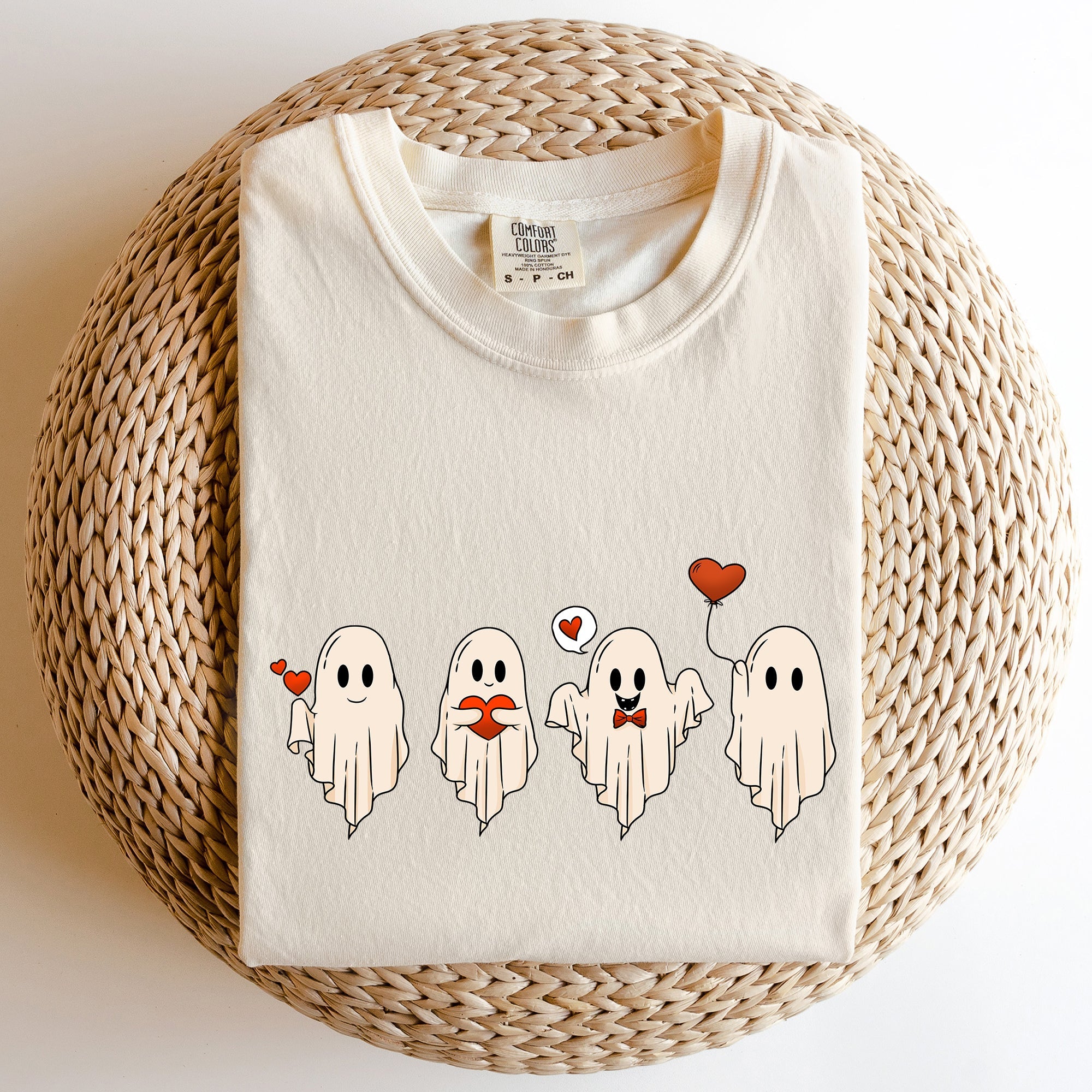 Valentine Ghosts, Love Vintage Script Typography for Valentine's Day Comfort Colors Tee