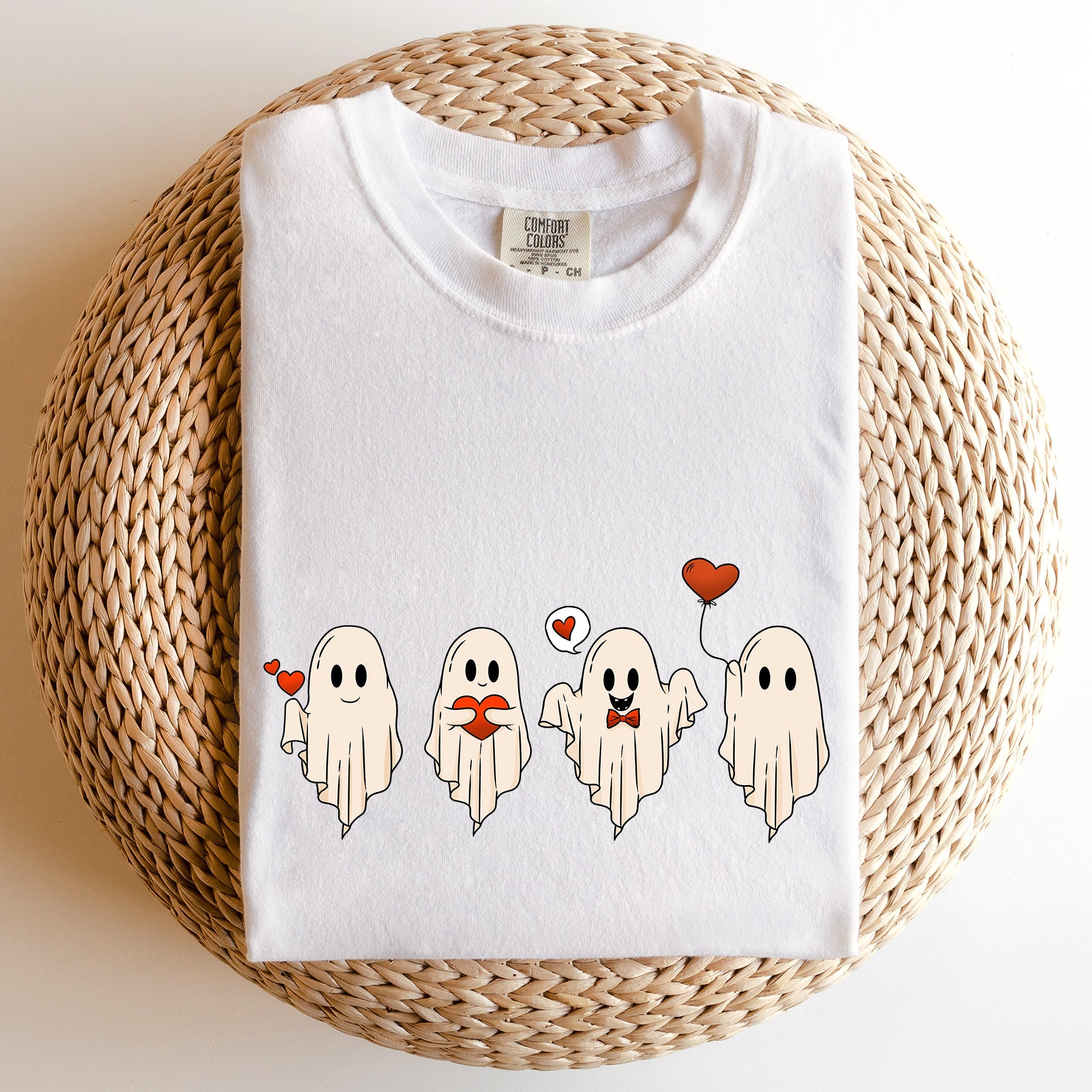 Valentine Ghosts, Love Vintage Script Typography for Valentine's Day Comfort Colors Tee